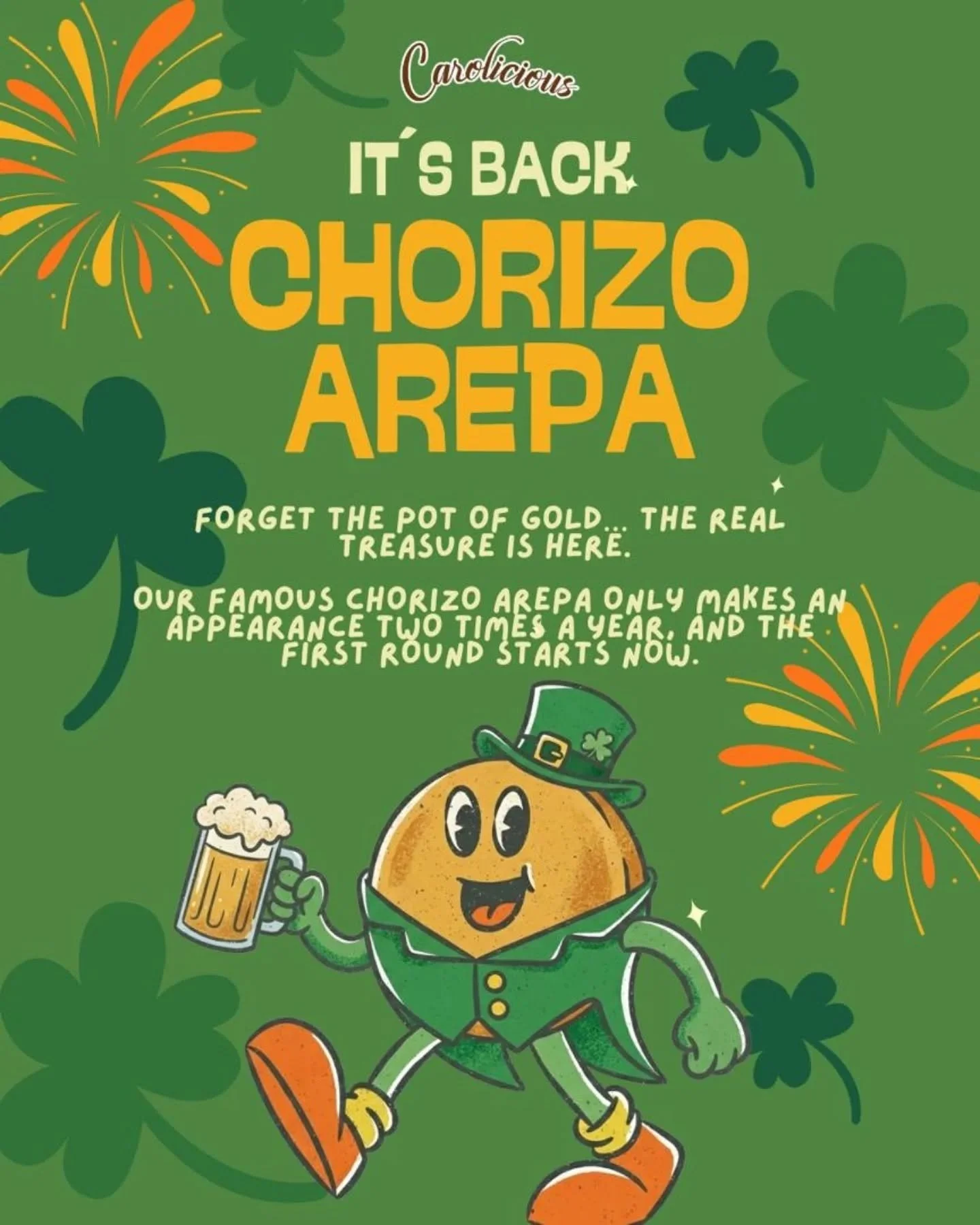 It's backkkkkkk!! This weekend ONLY, our very limited edition chorizo arepa and bowl make their return, don't walk, RUNNNNN!!