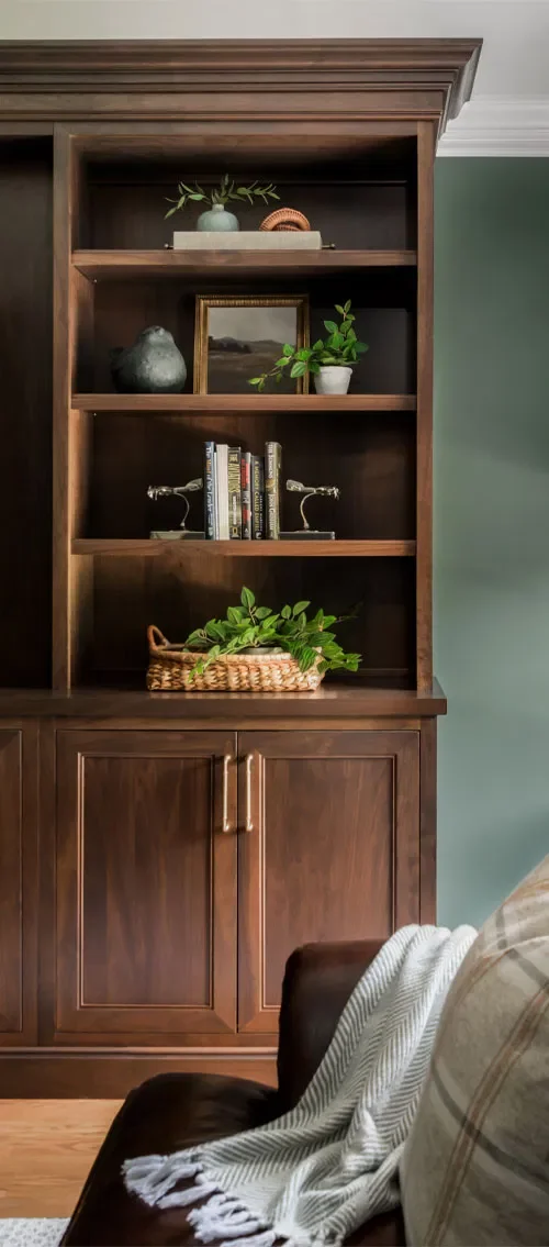 Custom walnut library built-in