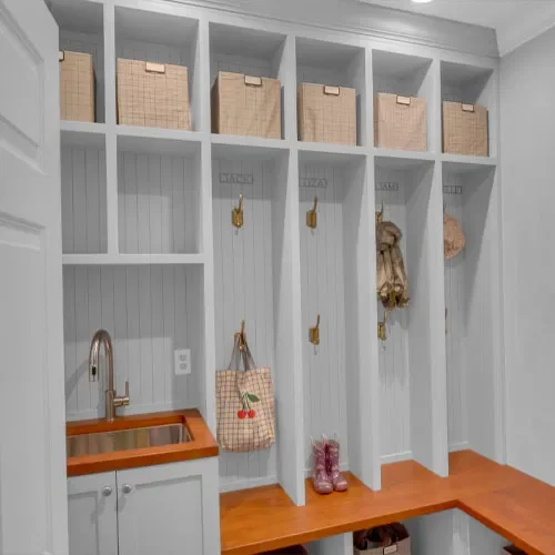 Custom mudroom built-in, second angle