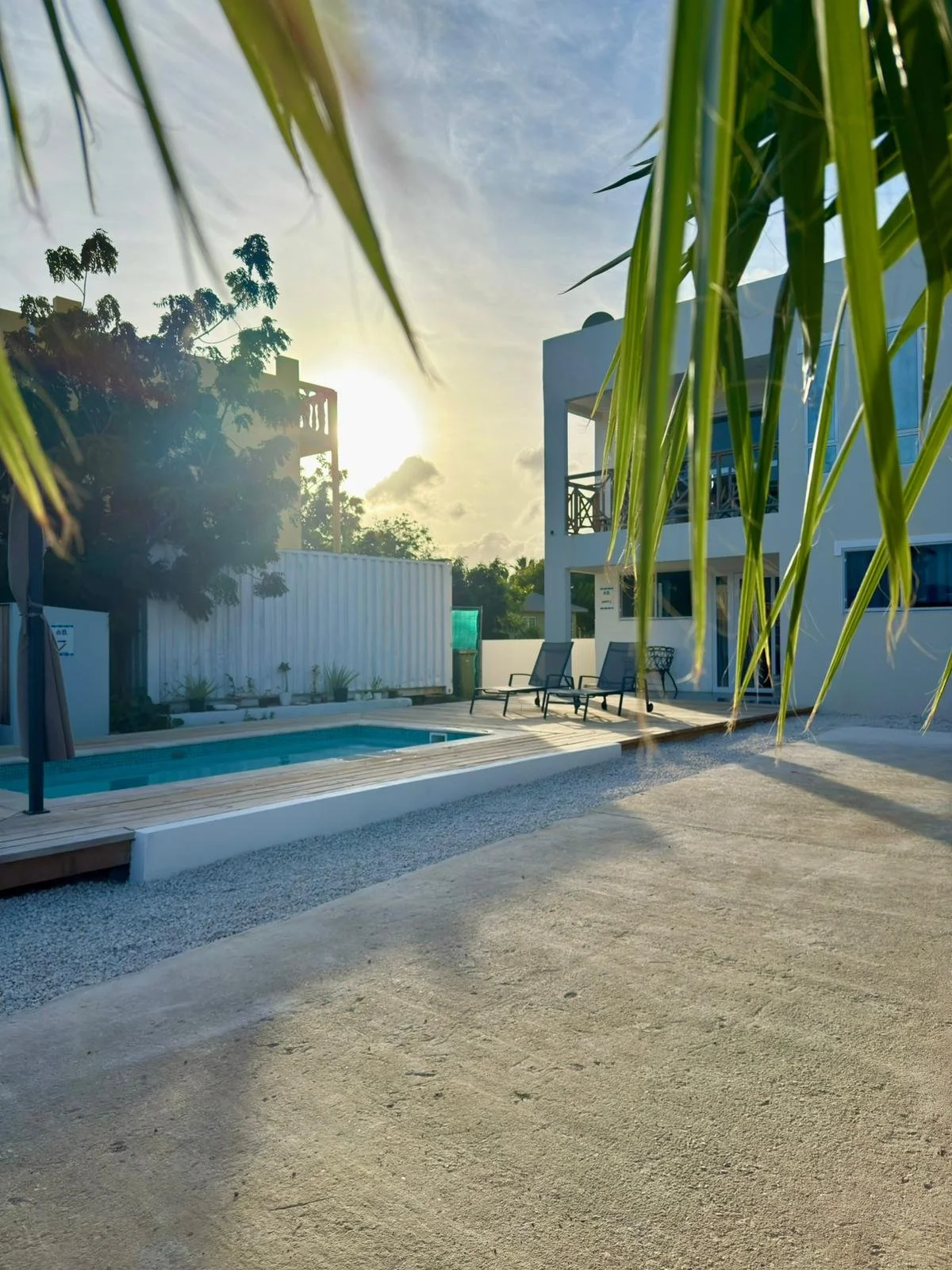 Outdoor private pool surrounded by tropical greenery at Kas Pitava Boutique Stay in Bonaire