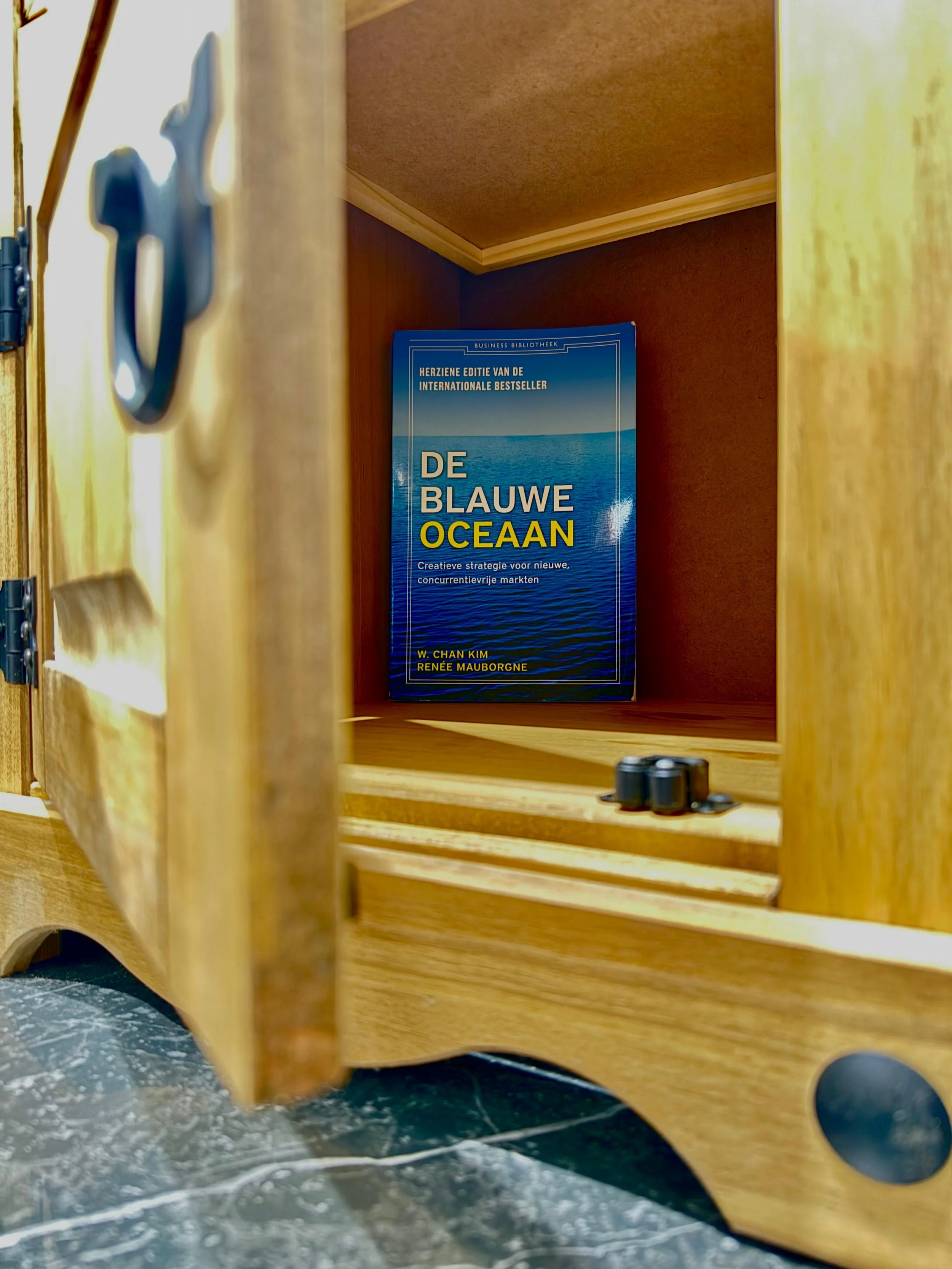 "Blue Ocean Strategy" book available at Kas Pitava – perfect vacation reading.