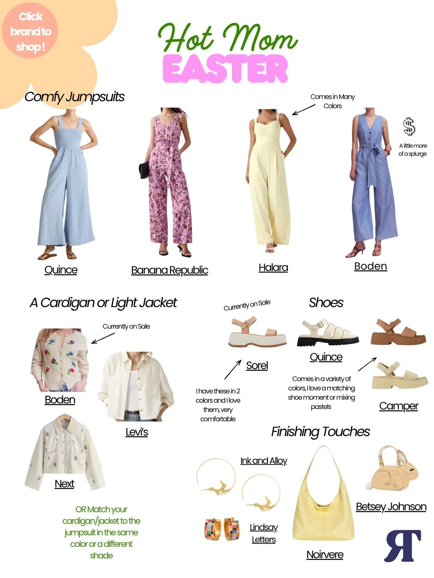 Some Easter/spring outfit ideas I pulled for a client. Message me and I&rsquo;ll send you the pdf with links!