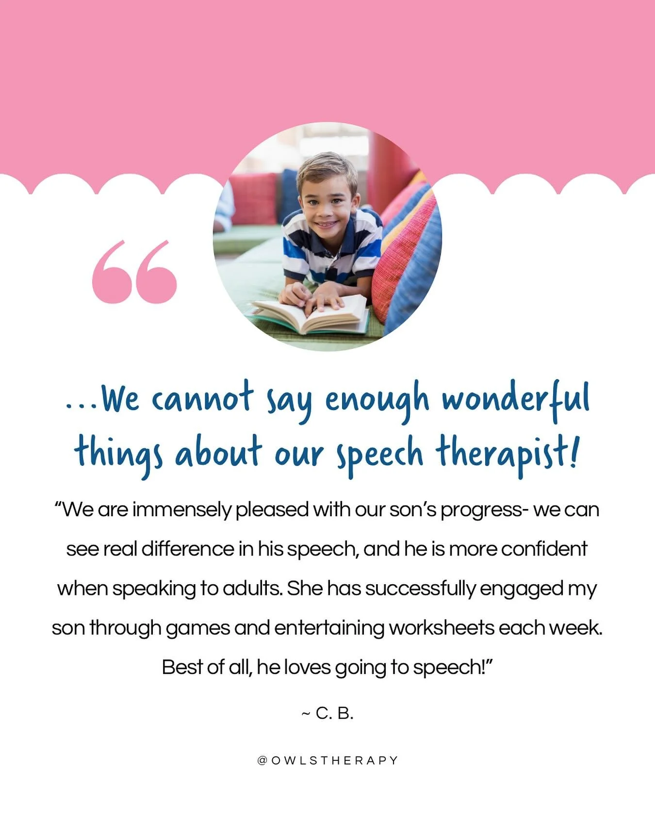 Seeing little ones unlock their potential and gain confidence through speech therapy is why we love what we do! 💗🦉

We&rsquo;re grateful to support your child every step of the way as they grow their communication skills. Thank you to all the incre