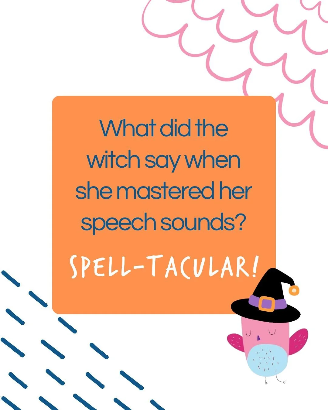 Adding a little Halloween humor to speech therapy today. 👻✨

#slpfun #privatepracticeslp #halloweenfun #halloweenjokes #speechtherapy #slplife #spookyseason #trickortreat #speechlanguagepathology #speechtherapist