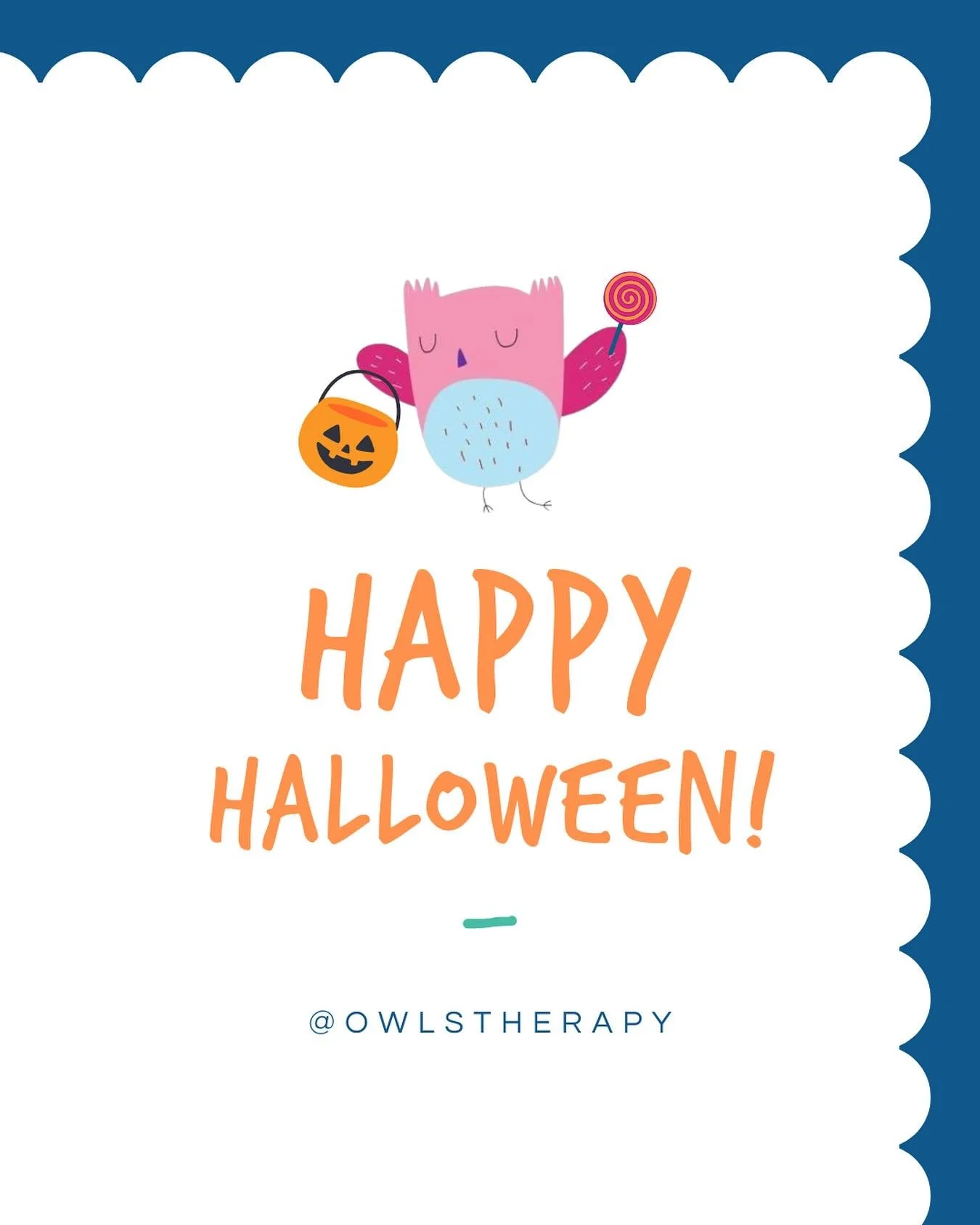Wishing everyone a safe and spook-tacular Halloween from all of us at OWLS Therapy! 🎃🕷️👻🧡 

#privatepracticeslp #happyhalloween #halloweenfun #trickortreat #spooktacular #speechtherapistlife #spookyspeech #spookyspeech #bootoyou #speechtherapyfun