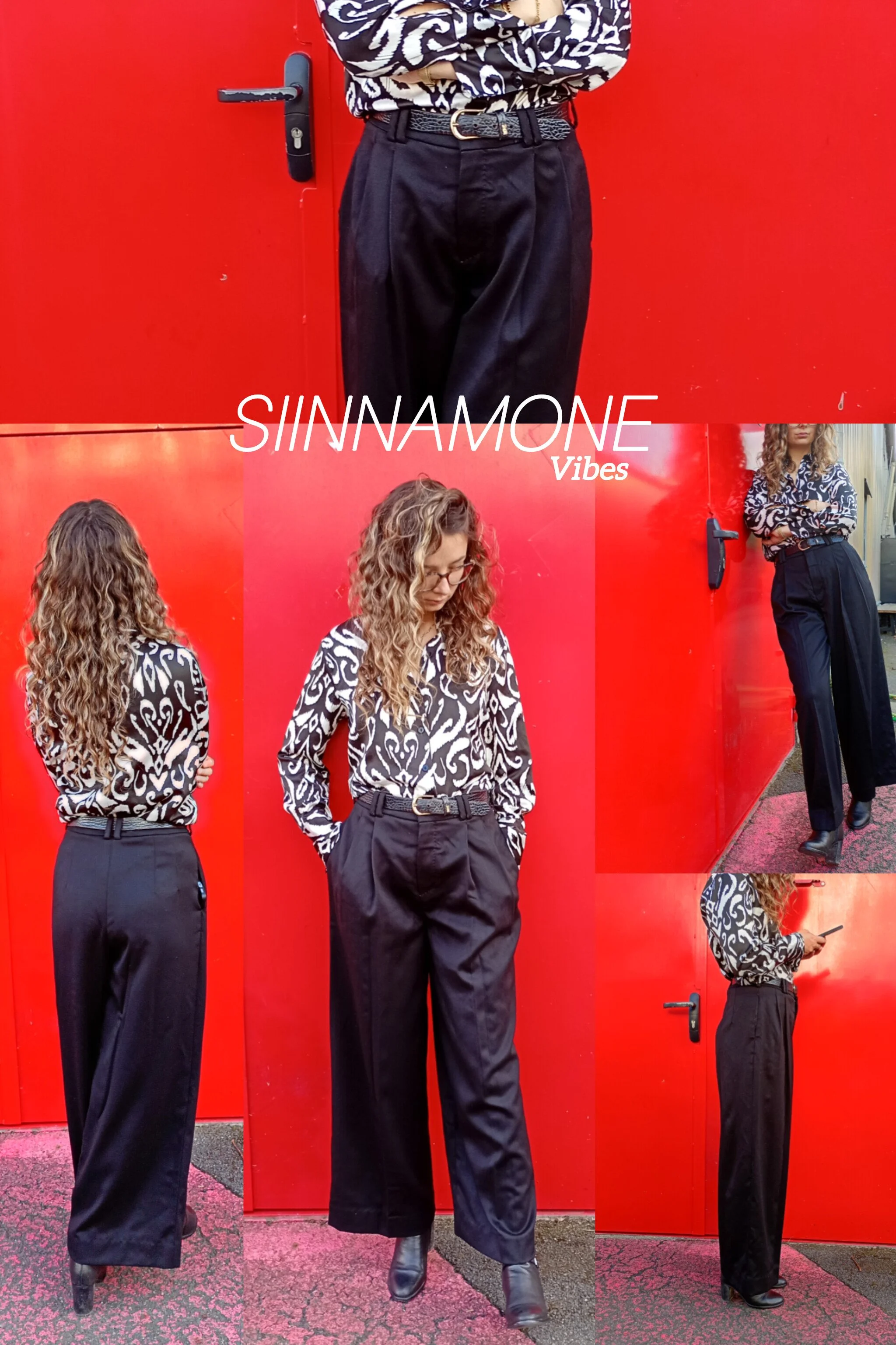 Commande pantalon à pinces noir en laine/coton