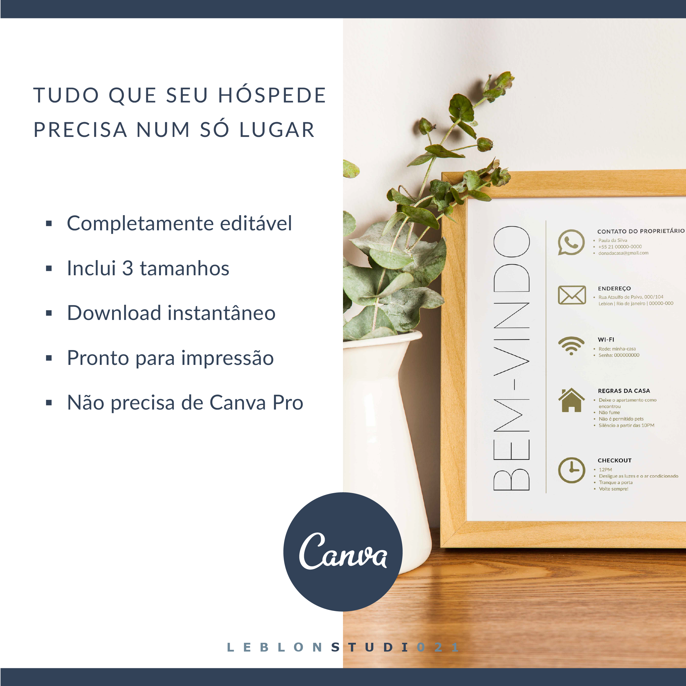 template editável com informacoes para hospedes de air bnb