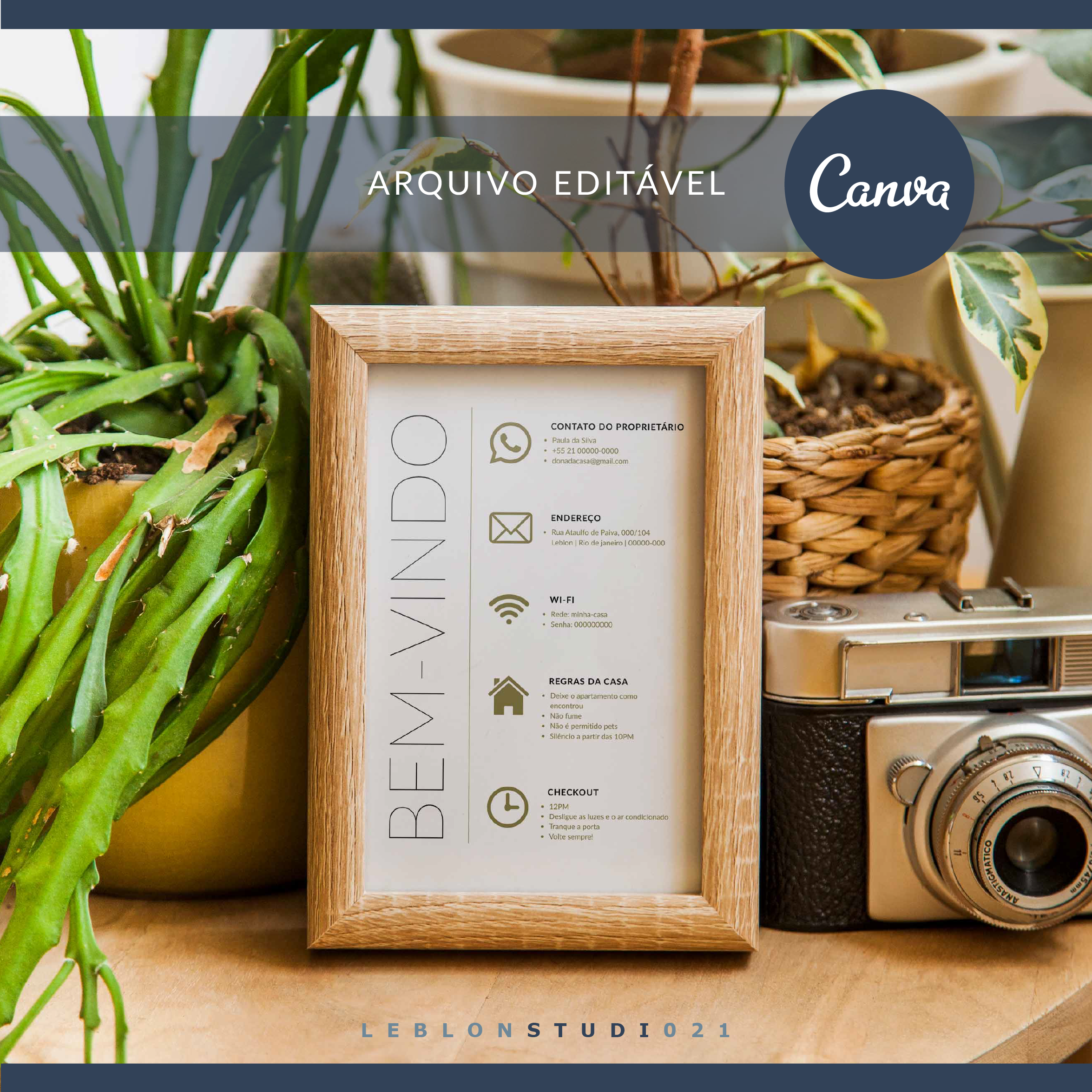 template editável com informacoes para hospedes de air bnb