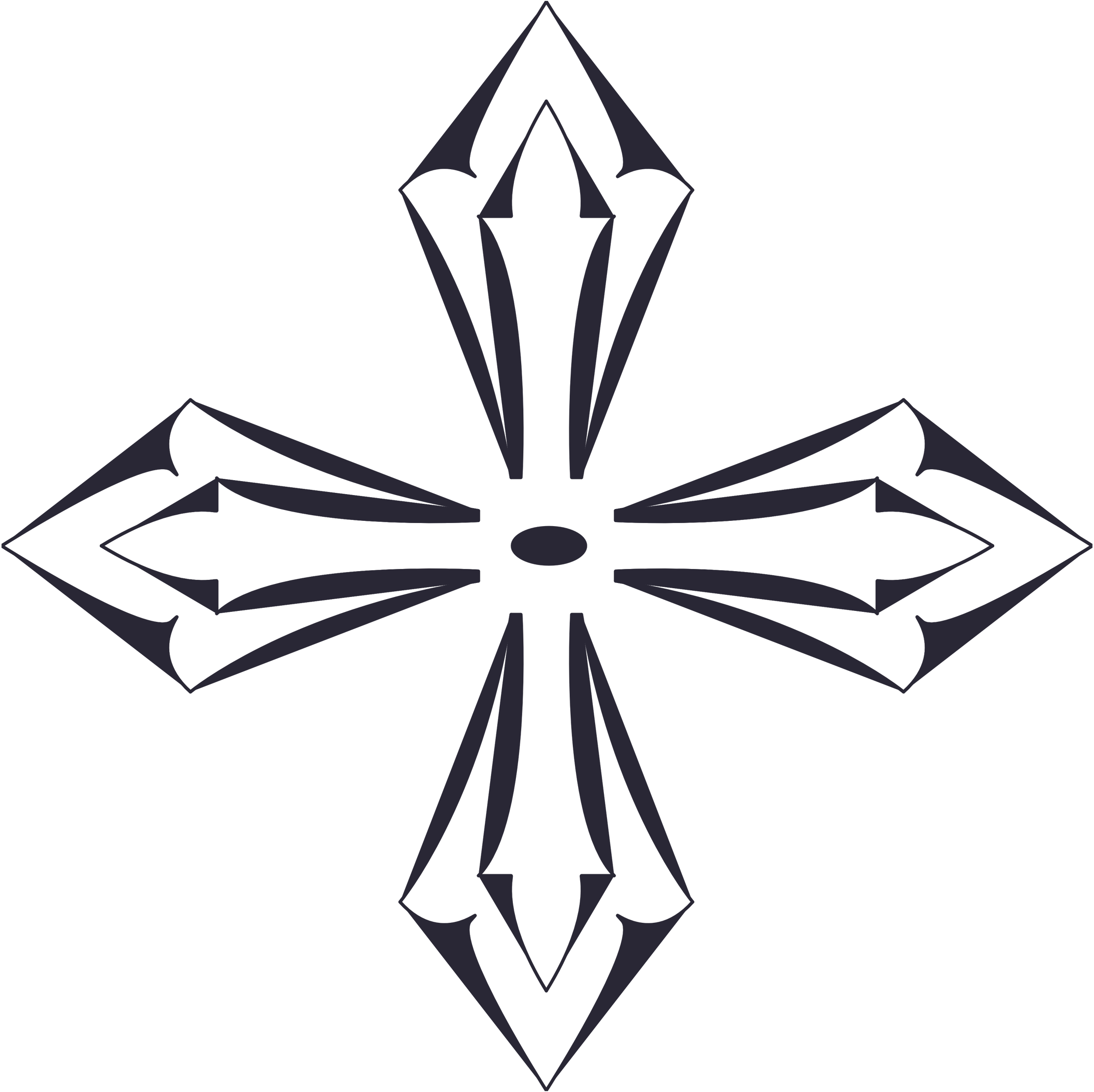 A stylized black and dark gray diamond-shaped emblem with intricate geometric lines and shapes.