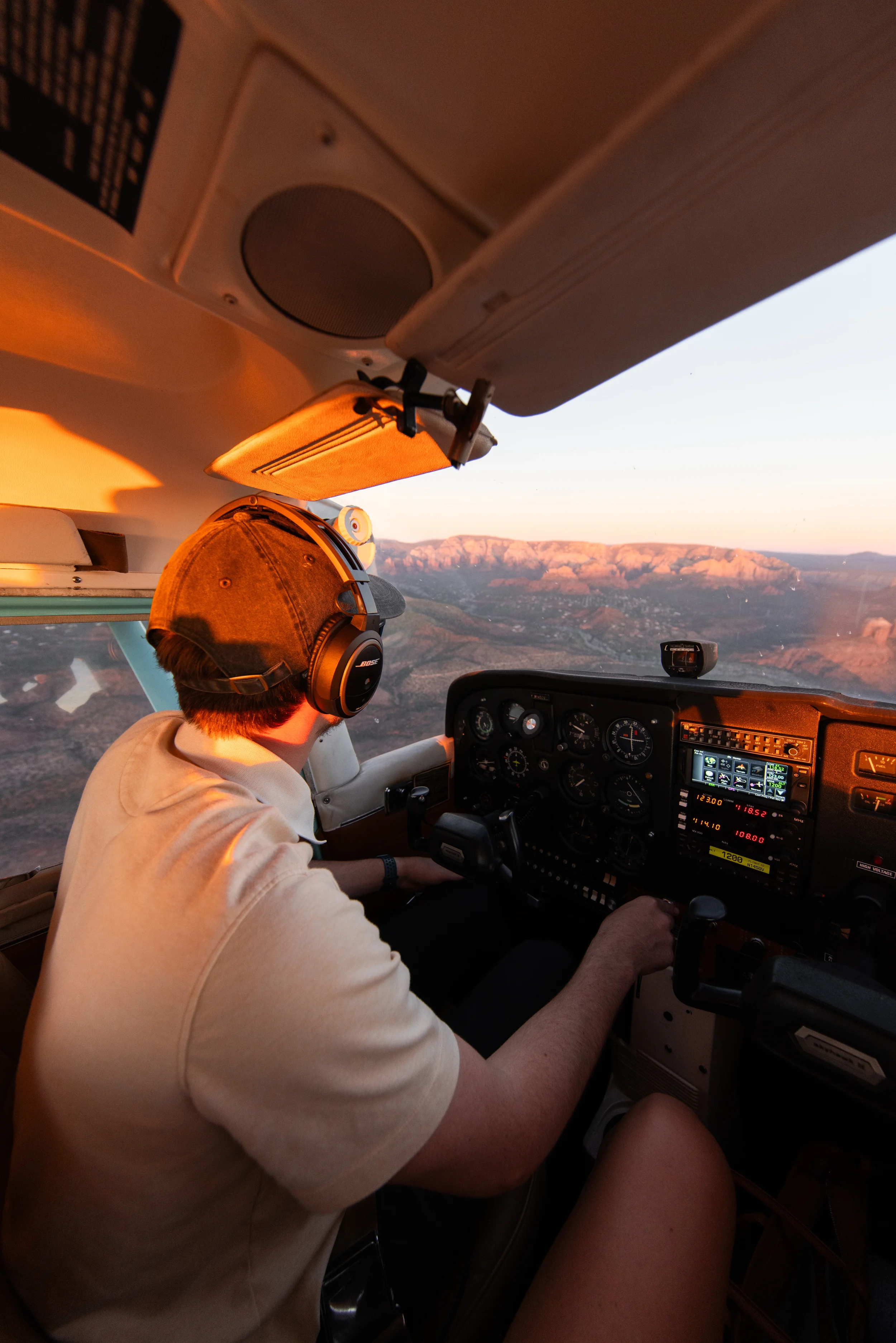 Professional pilot flying Sedona air tour route