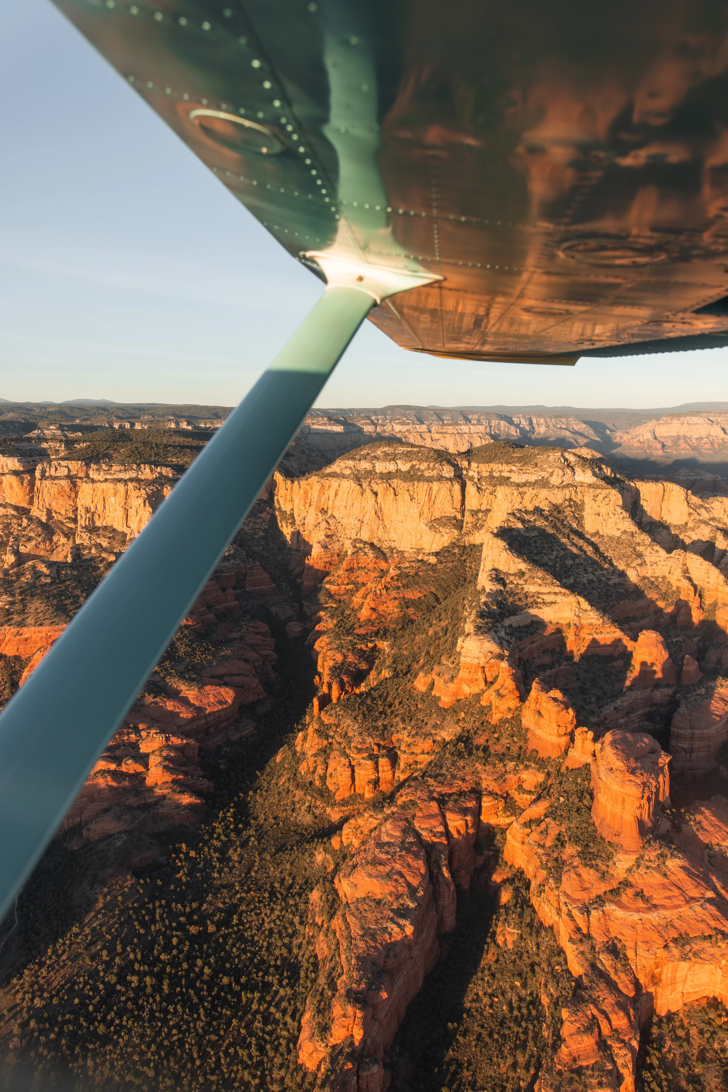 Sedona sunset air tour with vibrant red rock colors