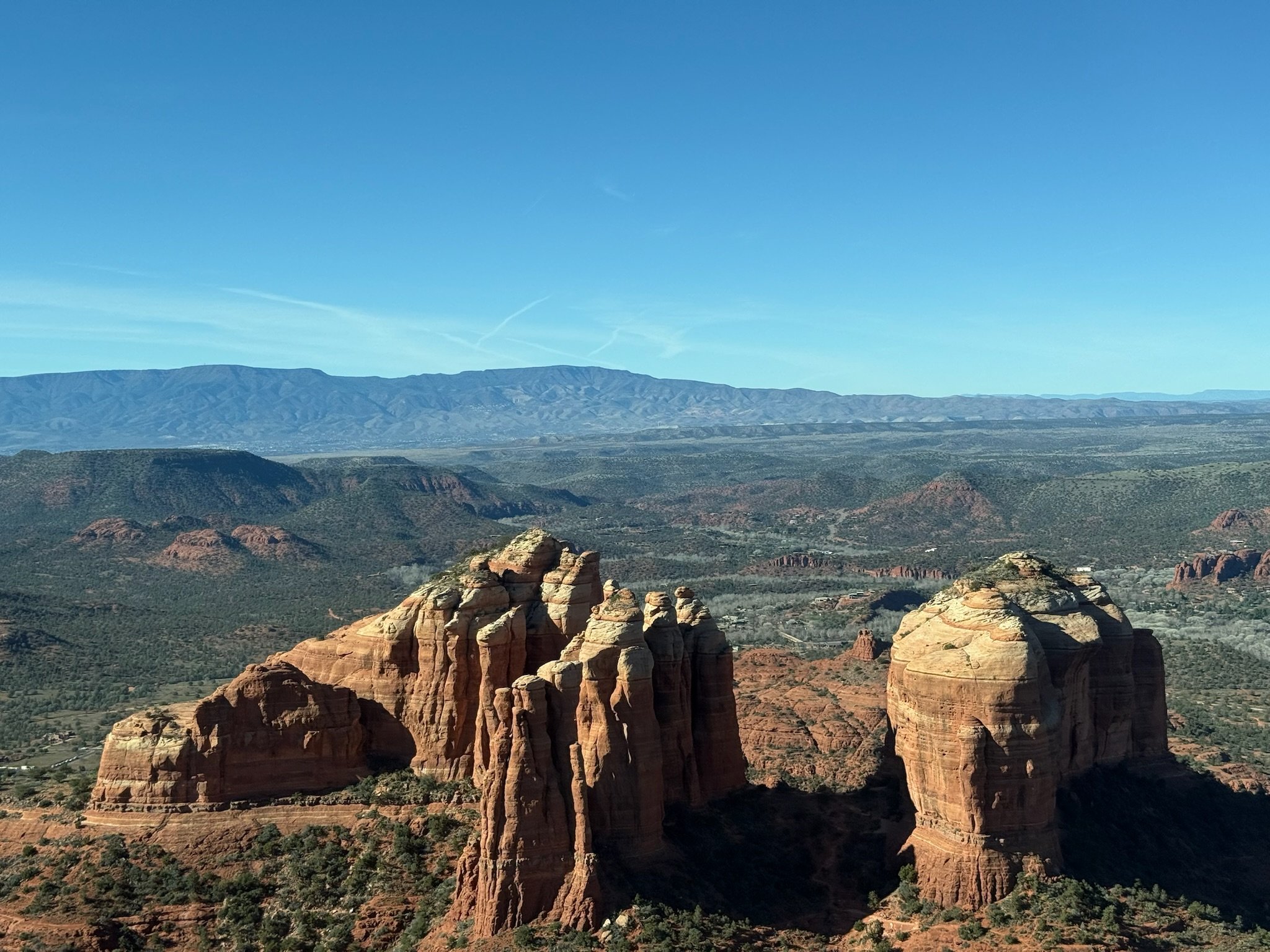 Sedona Arizona red rock formations from above during air tour