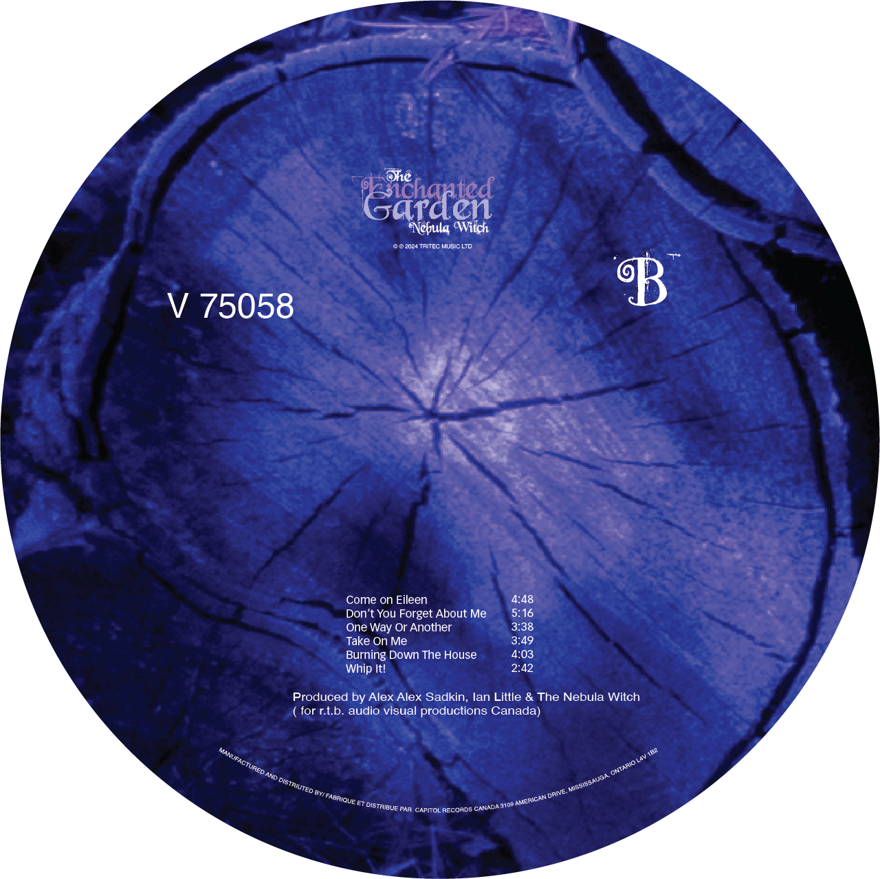 The sticker on the vinyl showing side B