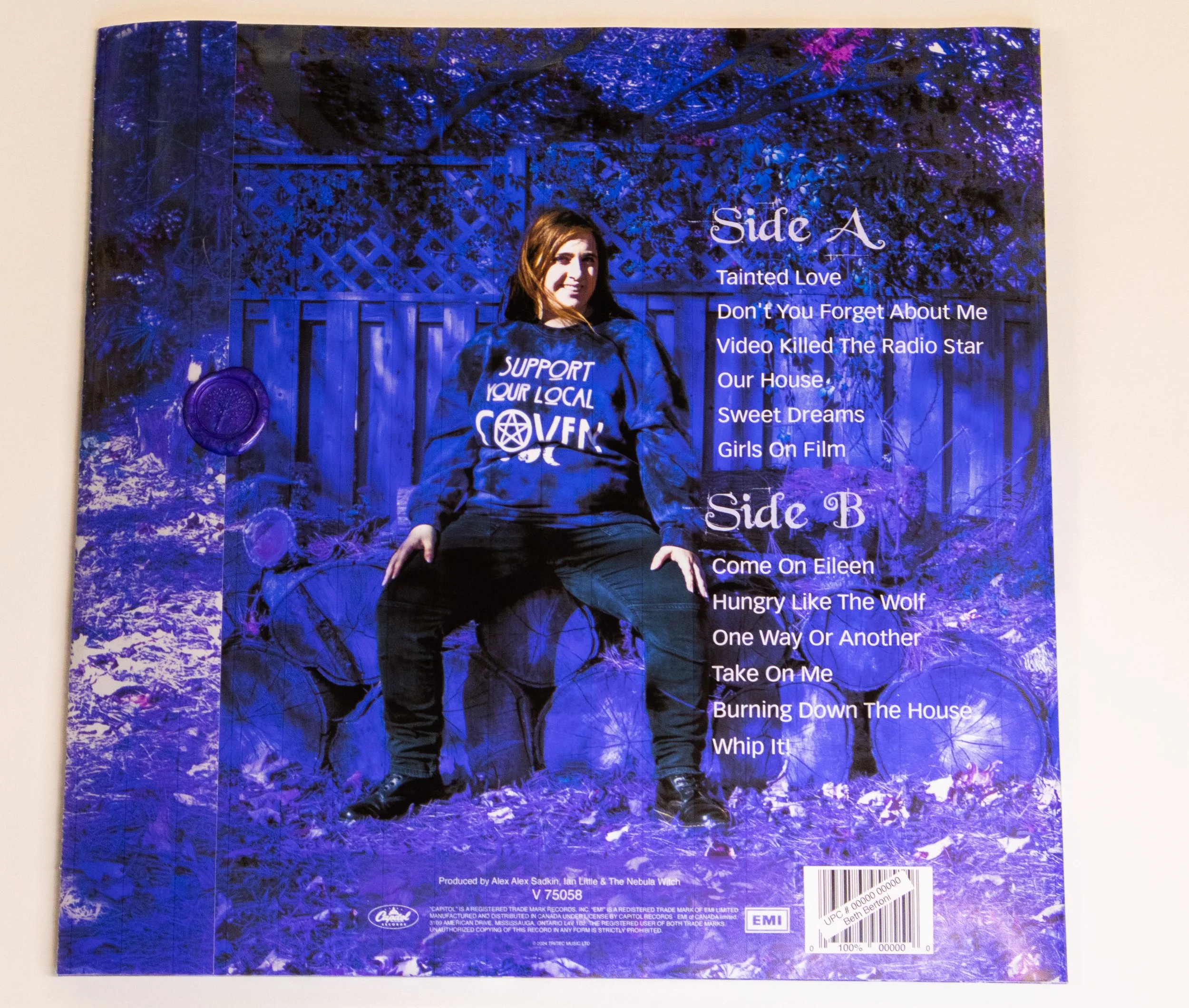 Physical Mockup of the back of the album