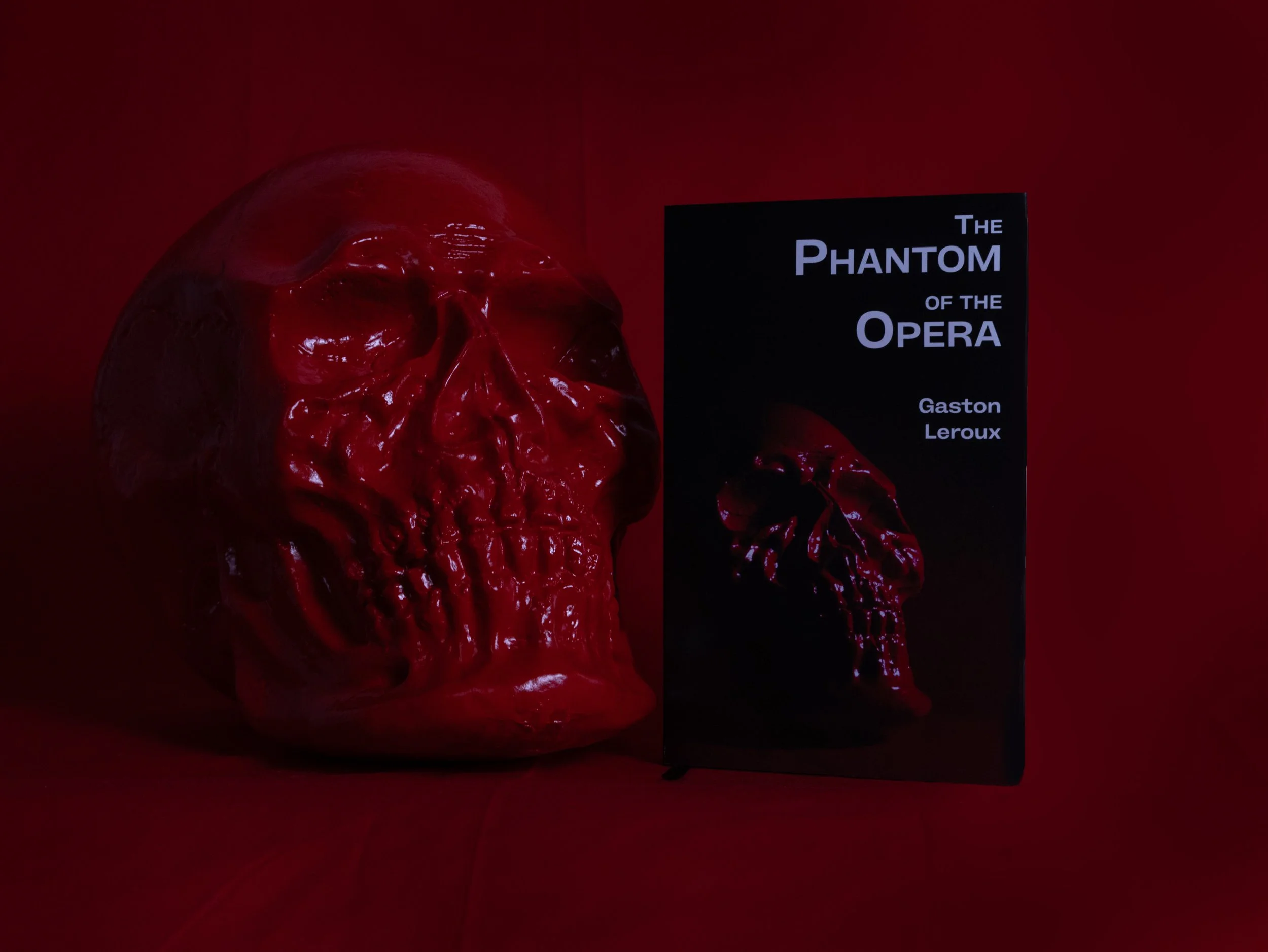 The skull sitting beside the front of the book