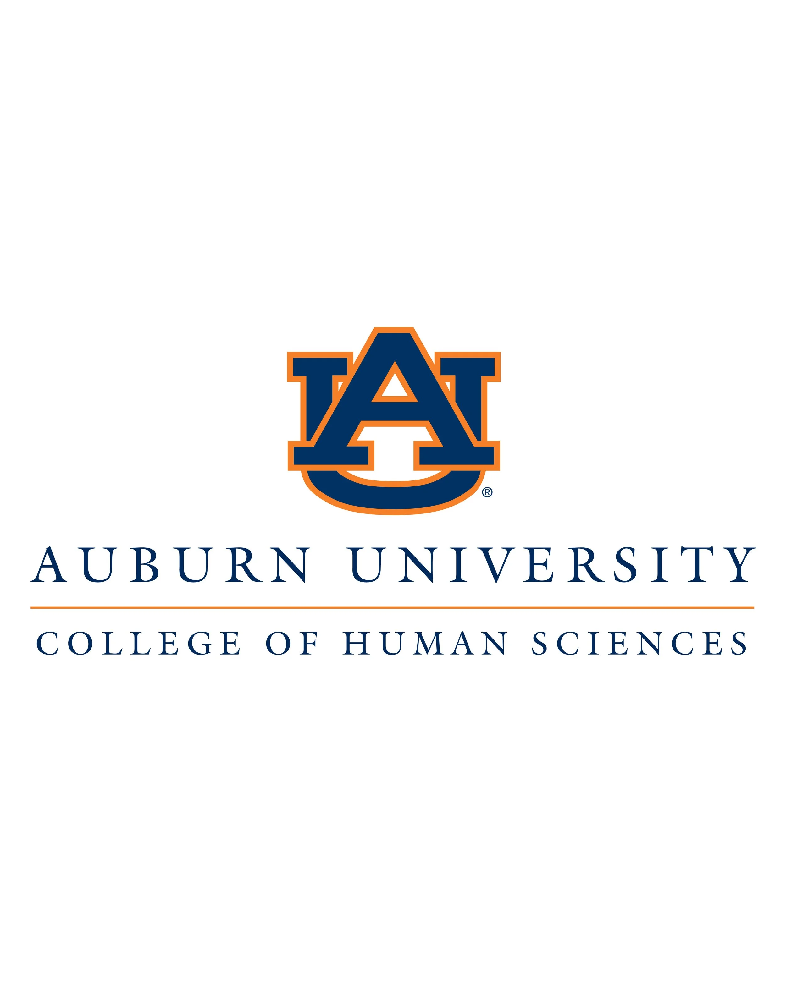 Auburn University College of Human Sciences logo with blue and orange colors.