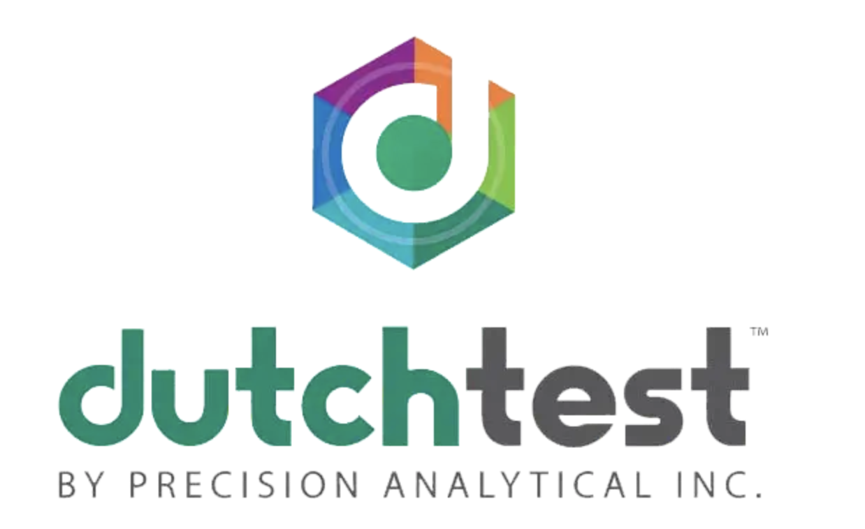 DutchTest logo with a colorful hexagon and the brand name written below.