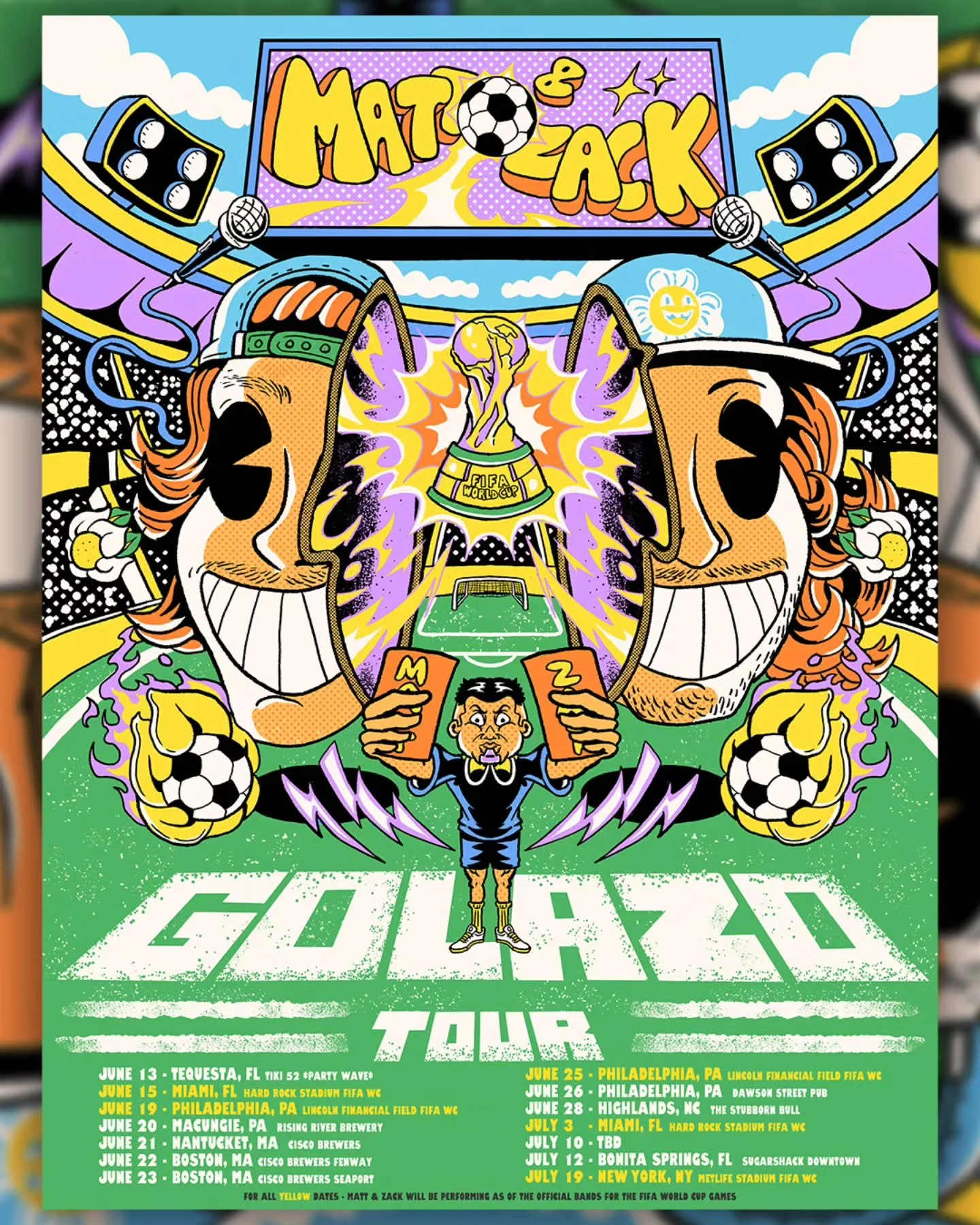 GOLAZO!!! WE HITTIN THE ROAD BABY!!!! 🚜
Stoked to announce we are one of the official bands for the @fifaworldcup games on the east coast 🤘 gonna be rippin for those AND. a bunch of shows up the east coast so come kick it with us!!!
.
all dates &am