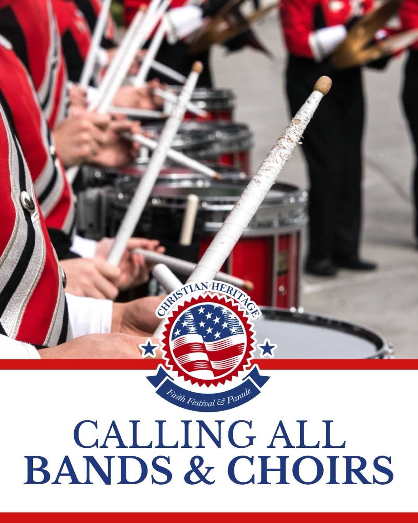 Let the streets ring with joyful sound!
The Christian Heritage Faith Festival & Parade is calling all bands, choirs, and singers to help us lift high the name of Jesus through music!
We’re looking for passionate musicians to bring life, en