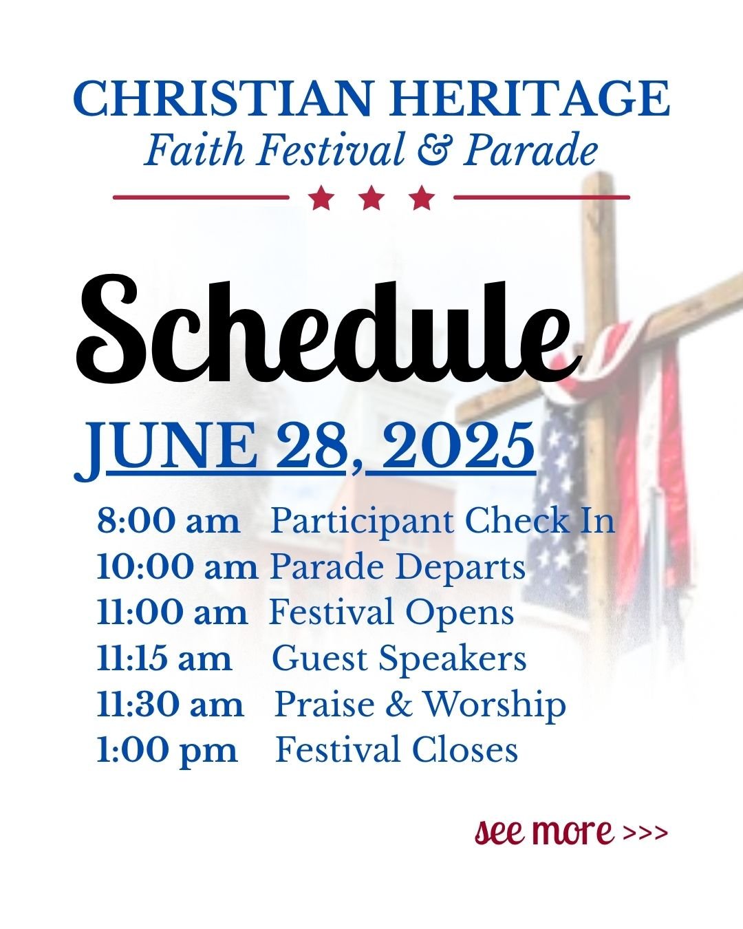 🎉 GET READY &mdash; The Christian Heritage Parade &amp; Faith Festival is almost here! 🇺🇸✝️
Join us in Fernandina Beach on Saturday, June 28th for a morning full of faith, fellowship, and celebration of our Christian heritage.

Swipe through this 