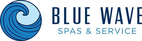 Blue Wave Spas and Service partner logo supporting the Valhalla Antelope Island mountain bike race