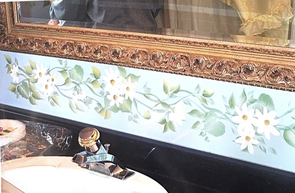My Mom wanted daisies painted on the wall in her bathroom.
