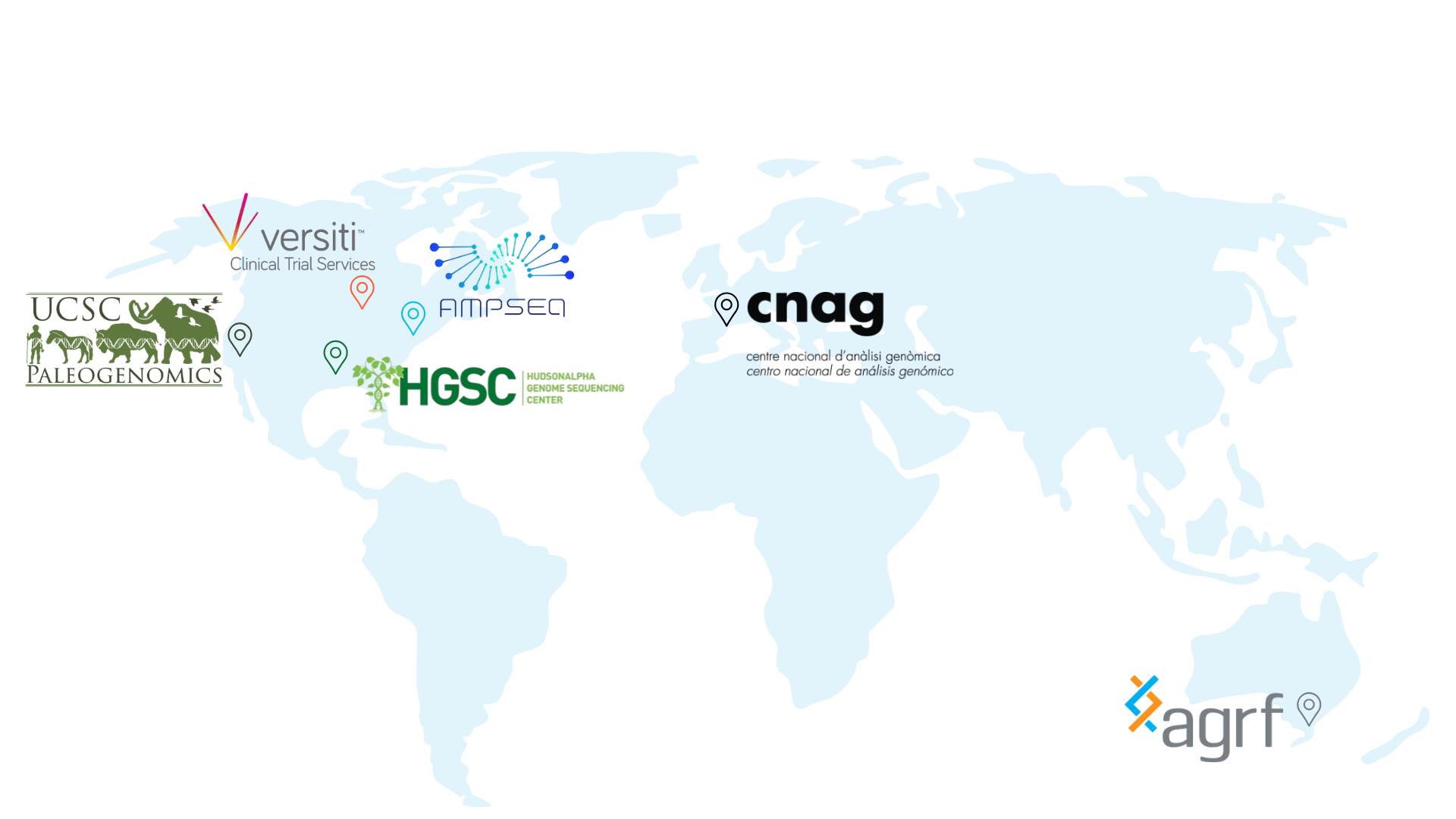 World map displaying the global network of Dovetail Genomics partners.