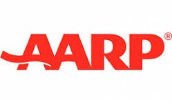 A logo of AARP in red text