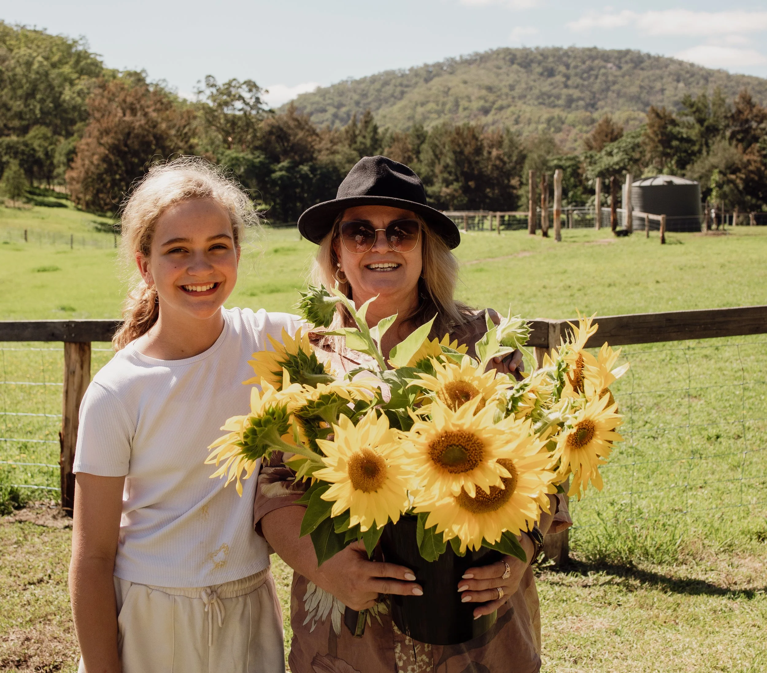 Farm Experiences picking flowers and patting donkeys