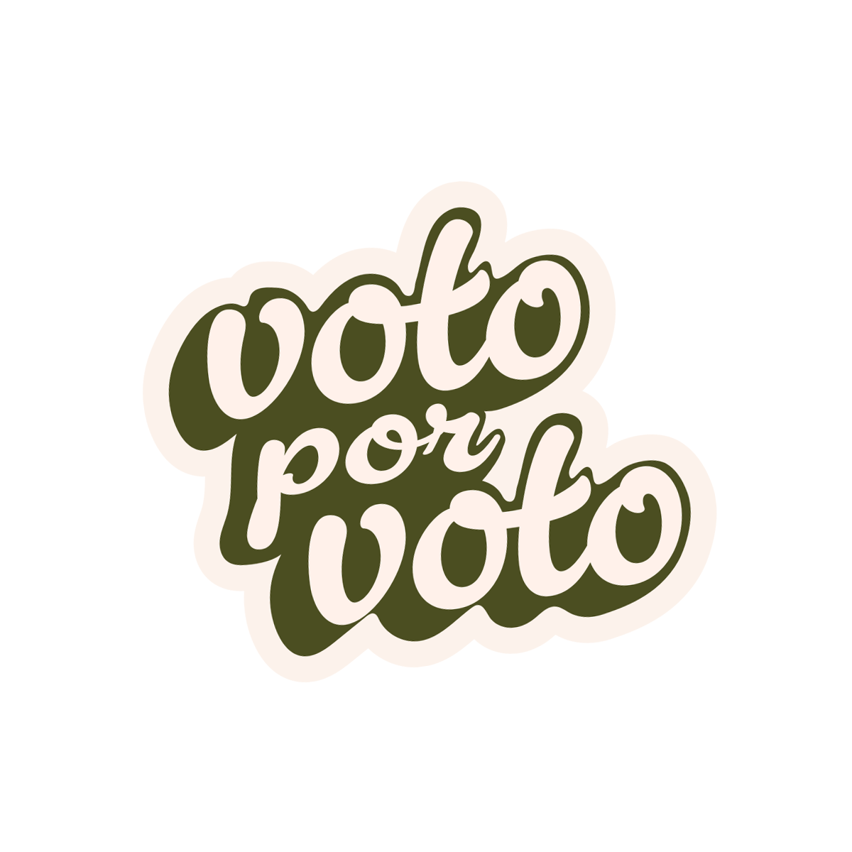 Sticker with the text 'oto poroto' in stylized cursive font, with a green and beige color scheme.