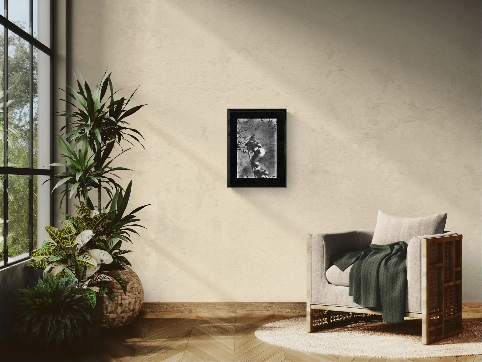 Sunlit room with an armchair and tropical plants (2).jpeg