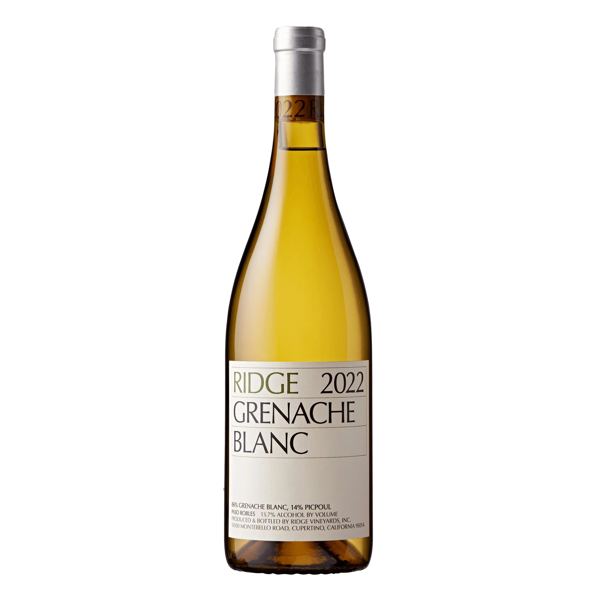 Ridge - Grenache Blanc 2022 — A vibrant, textured white bursting with orchard fruit and citrus blossom, finishing with Ridge’s signature clarity and poise.