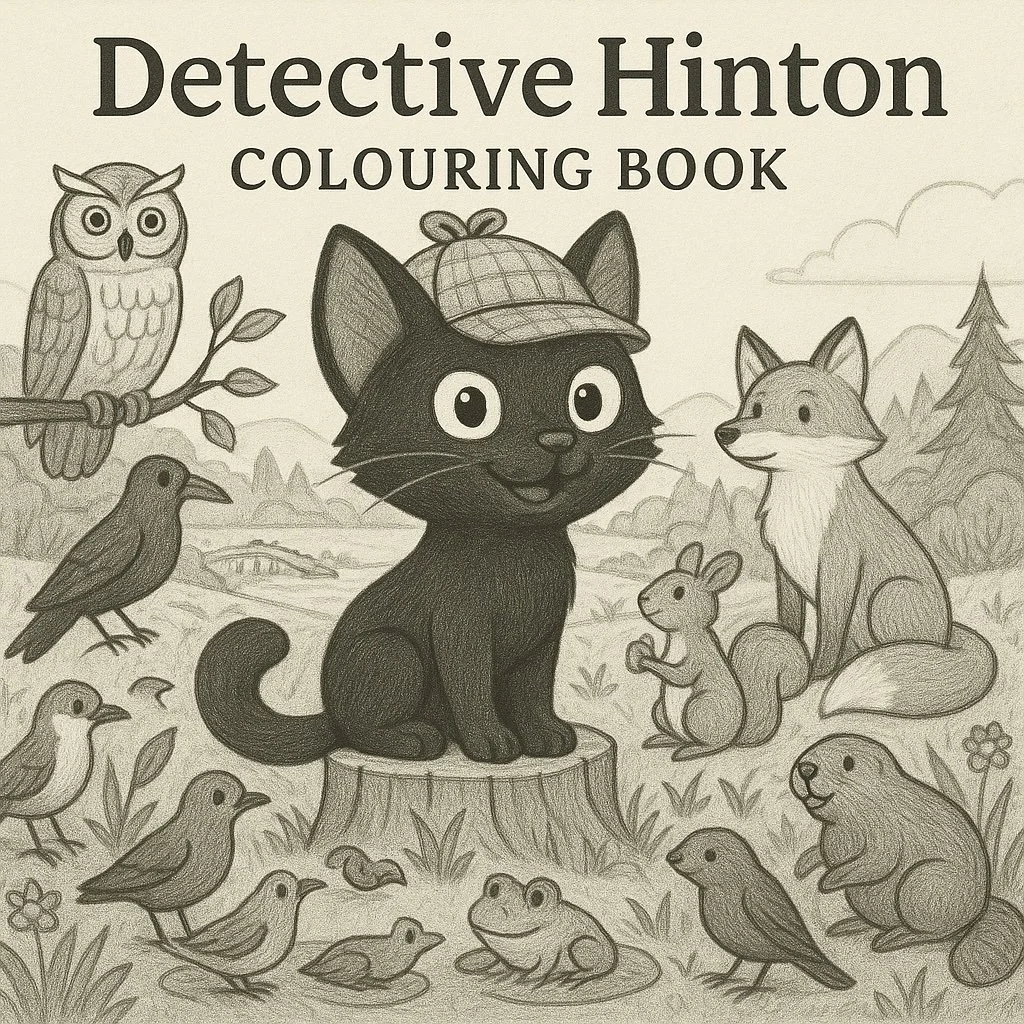 Detective Hinton, cozy mystery, kids, Hinton Alberta, colouring book, kid activity