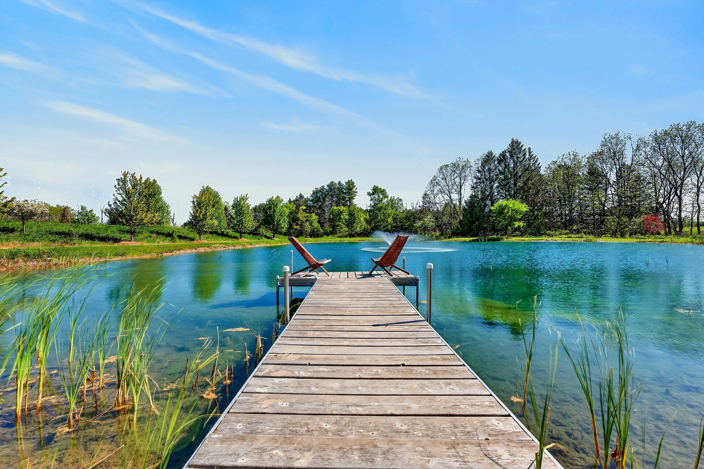 commercial photography for venue with pond and dock area