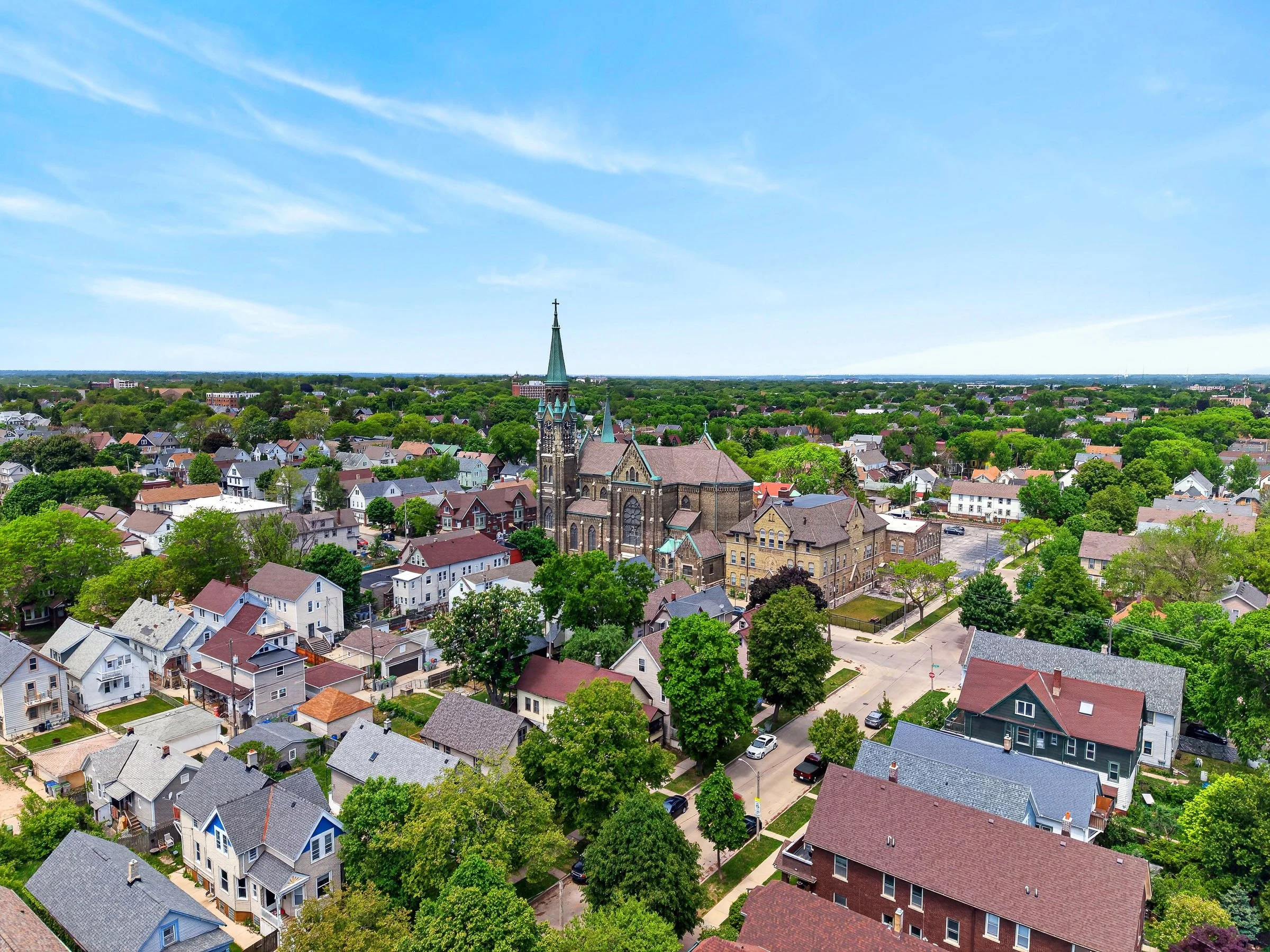 aerial drone photography footage for real estate listing in Milwaukee's east side