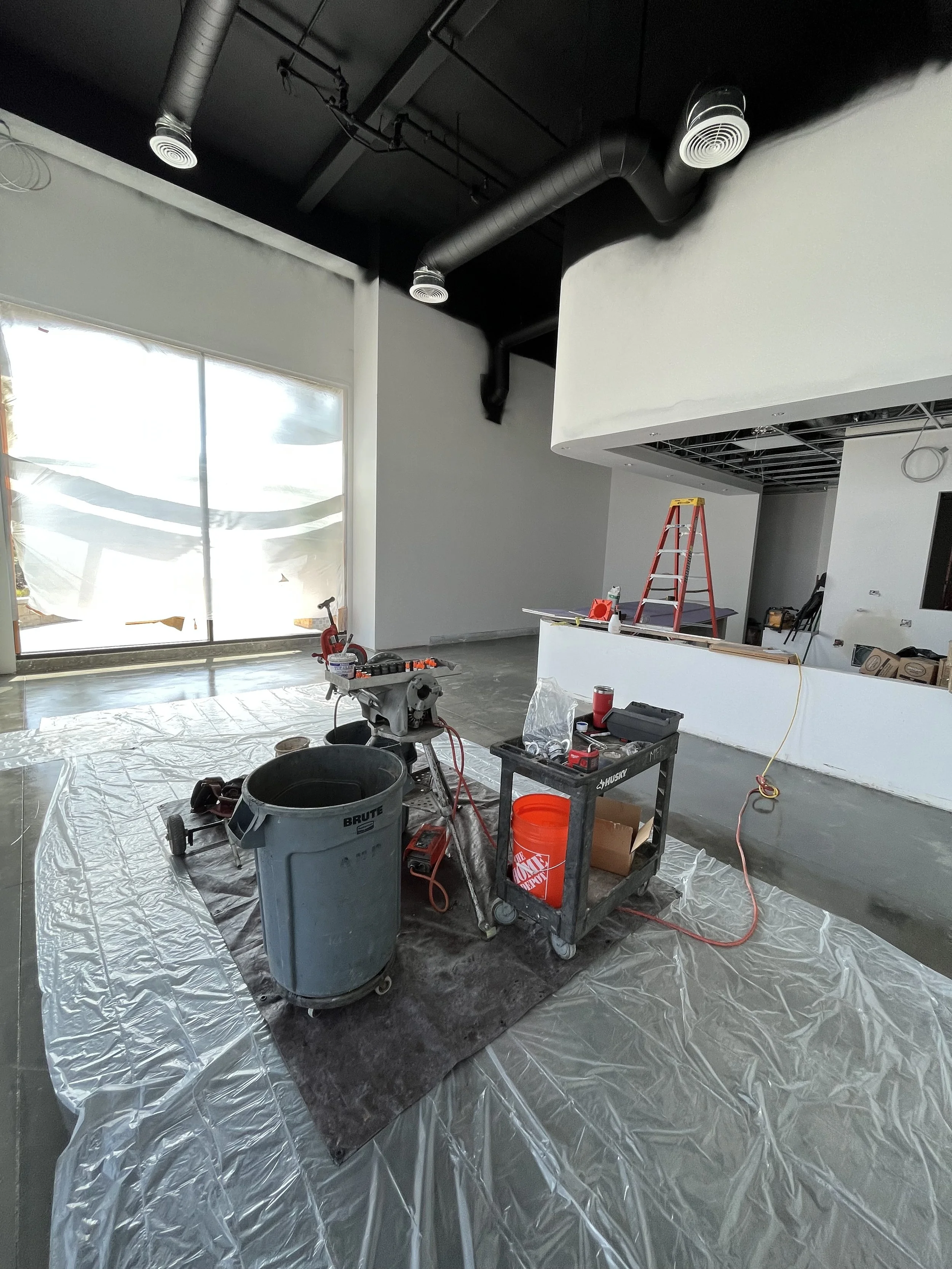 Fire protection piping process in a San Diego commercial building.