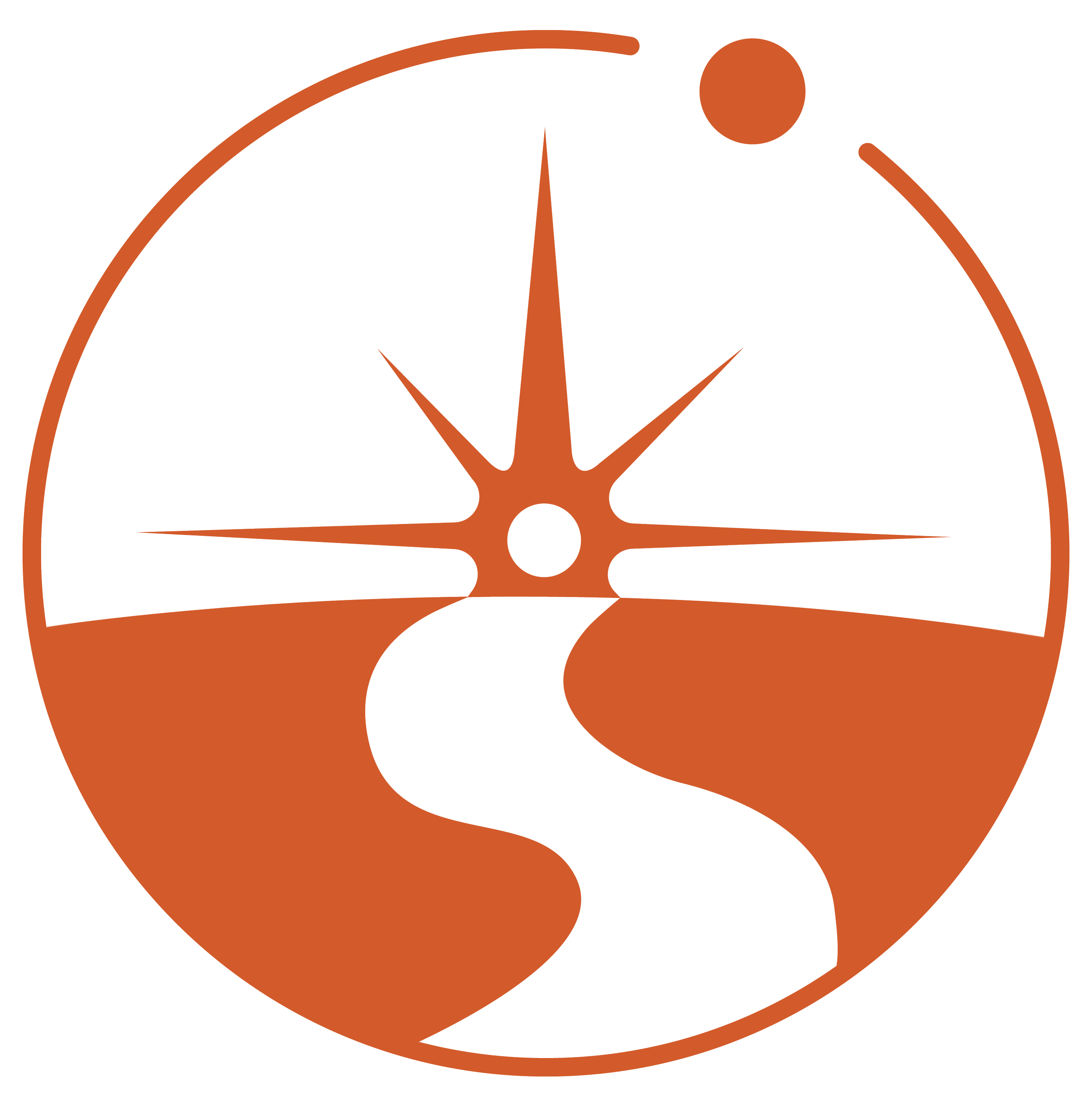 A logo image of a horizon and a north star compass
