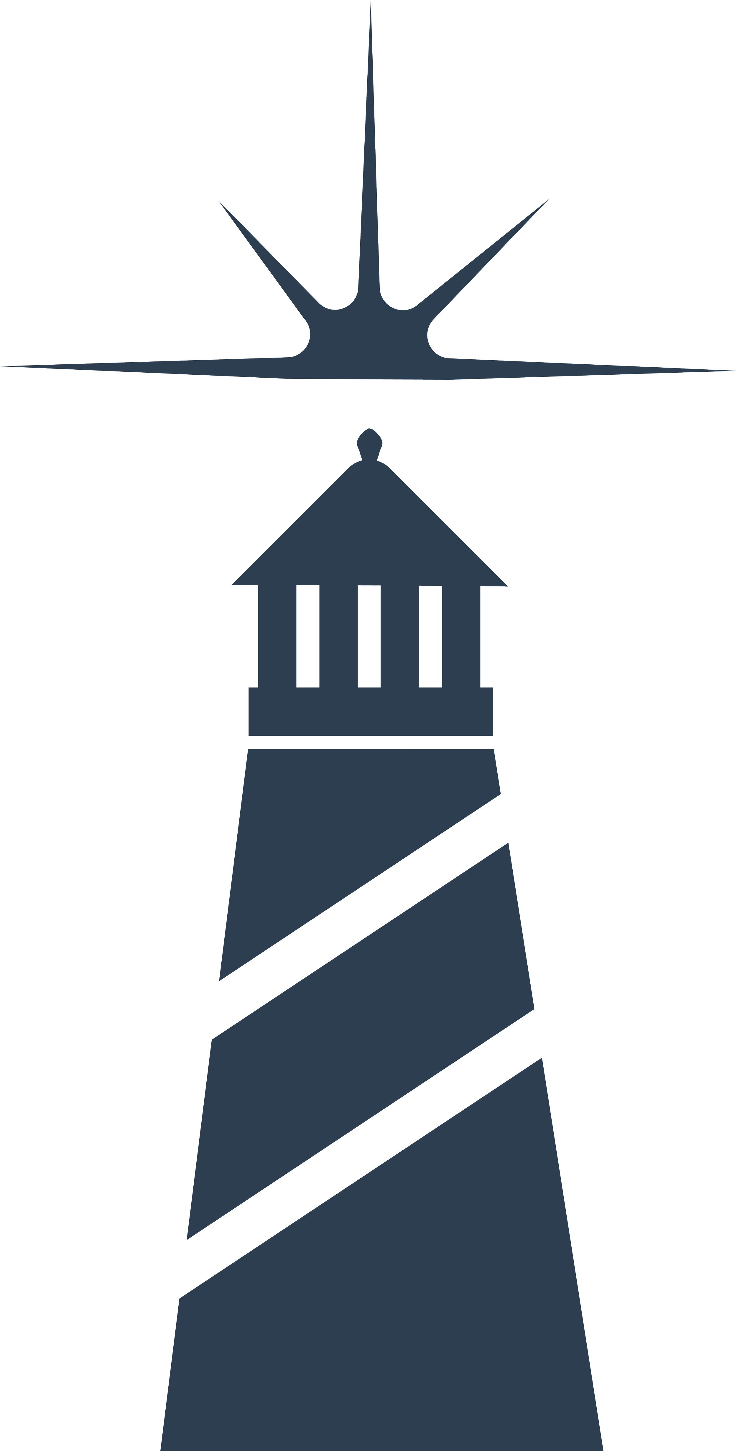 A graphic image of a lighthouse with a navigation star above