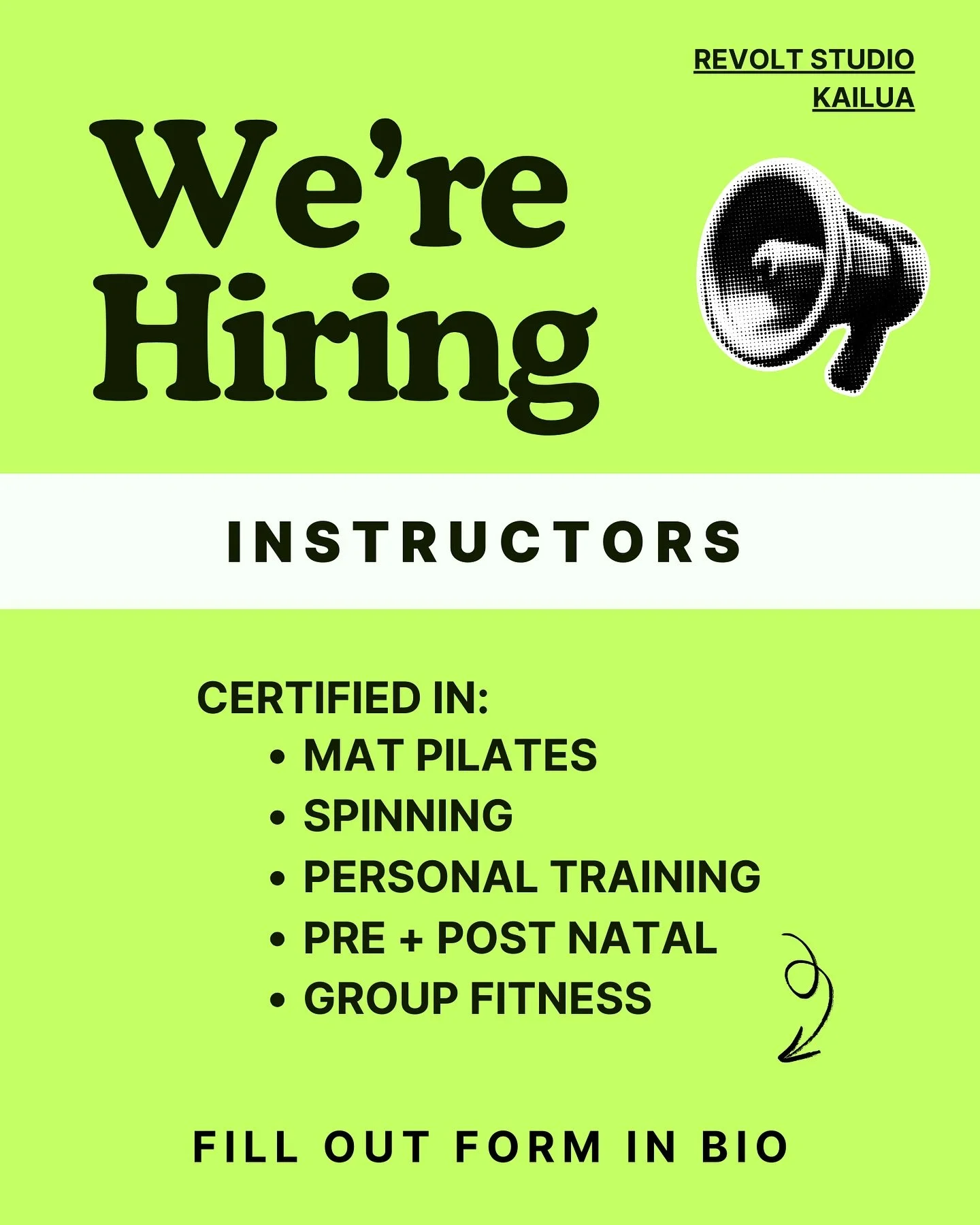 ⚡️We&rsquo;re HIRING!!!⚡️
Please fill out the form in bio!
Instructors + Front Desk positions available.
Mahalo 🖤

#kailua #hotworkouts #fitnessstudio #oahu #hawaii