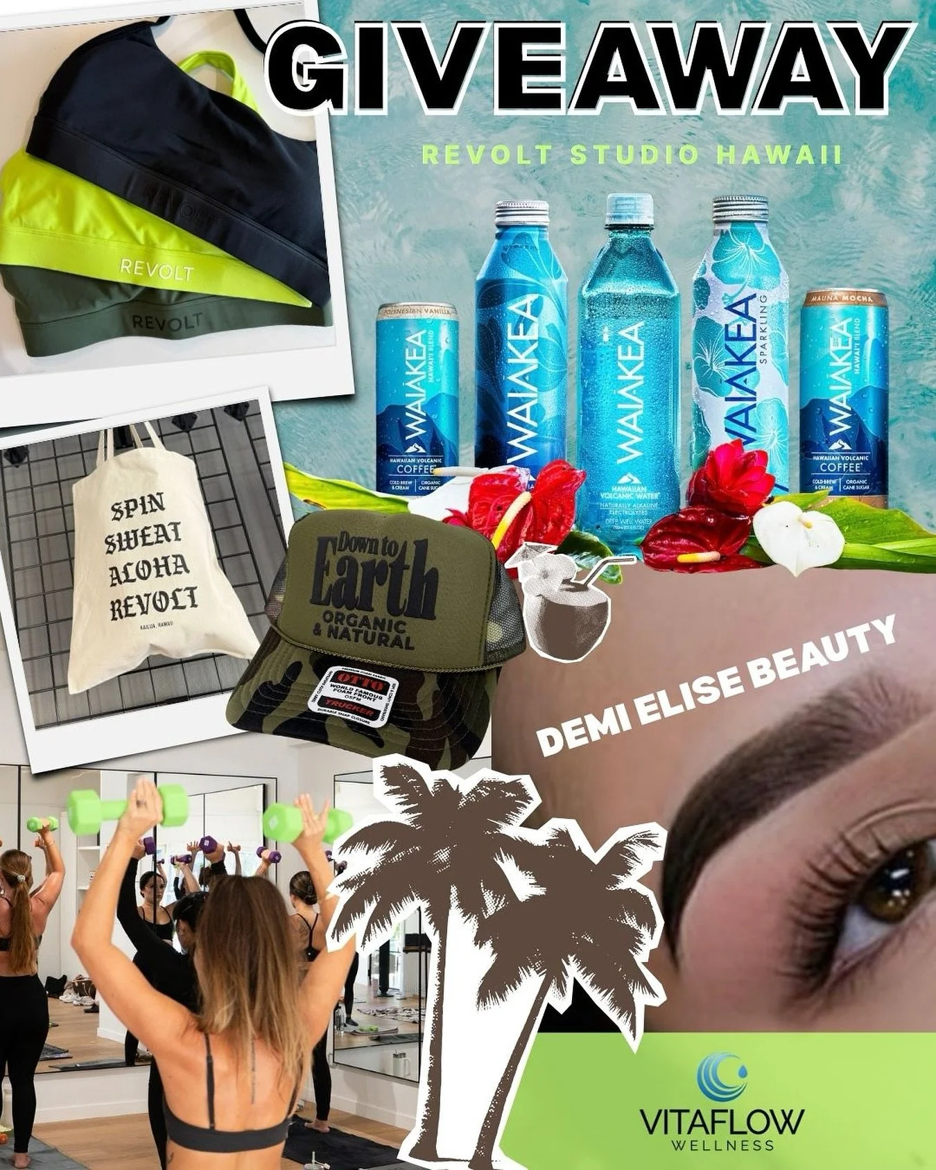⚡️⚡️GIVEAWAY ⚡️⚡️
We want to spoil you even more for our grand opening weekend! 

1st place: 3 Class Pack, Vita-Flow Skinny Shot 
2nd place: Revolt Canvas Bag, Revolt Workout Set of Choice, 1 Free Class
3rd place: Demi Elise Brow Wax, Lami, Tint + DT