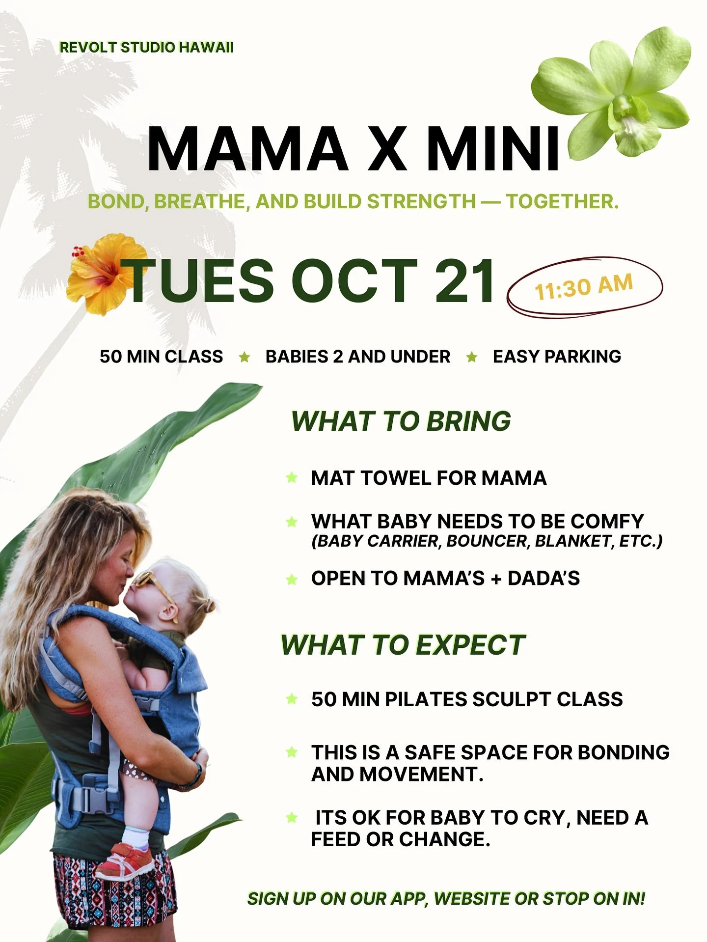 Our first mama x mini sculpt class! ✨
&bull; Tuesday Oct 21 @11:30am
&bull; Babies 2 and under 
&bull; 50 min sculpt
&bull; Connect + sweat w other mamas
&bull; Stroller parking available in lobby 

This is a safe space for movement! Breastfeed, diap