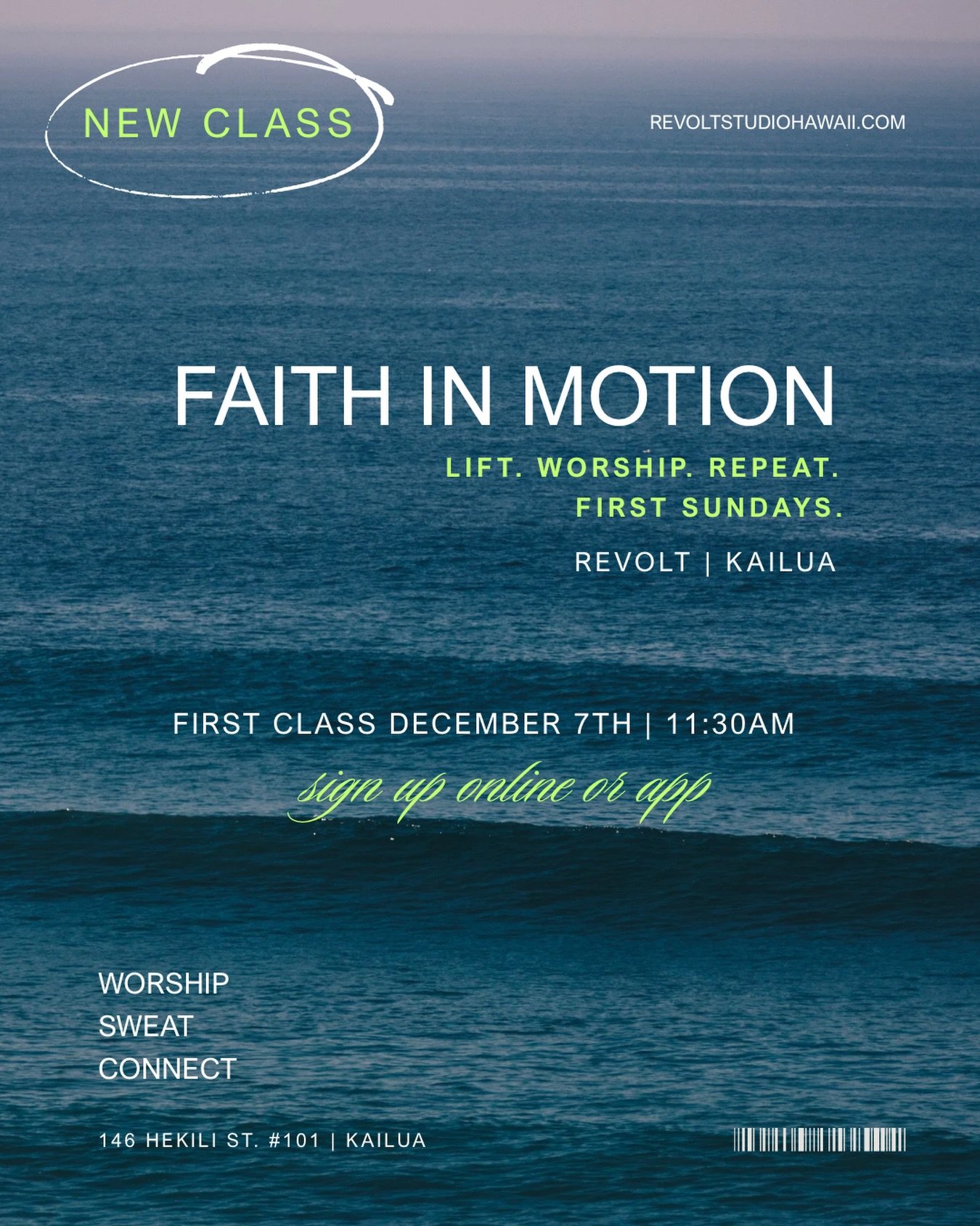 Introducing Faith in Motion &mdash; designed to strengthen your body and lift your spirit, all in one class. Scripture in your ear. Worship in the room. Community around you. Come sweat, praise, and be poured into.

First Sundays &bull; 11:30am
Praye