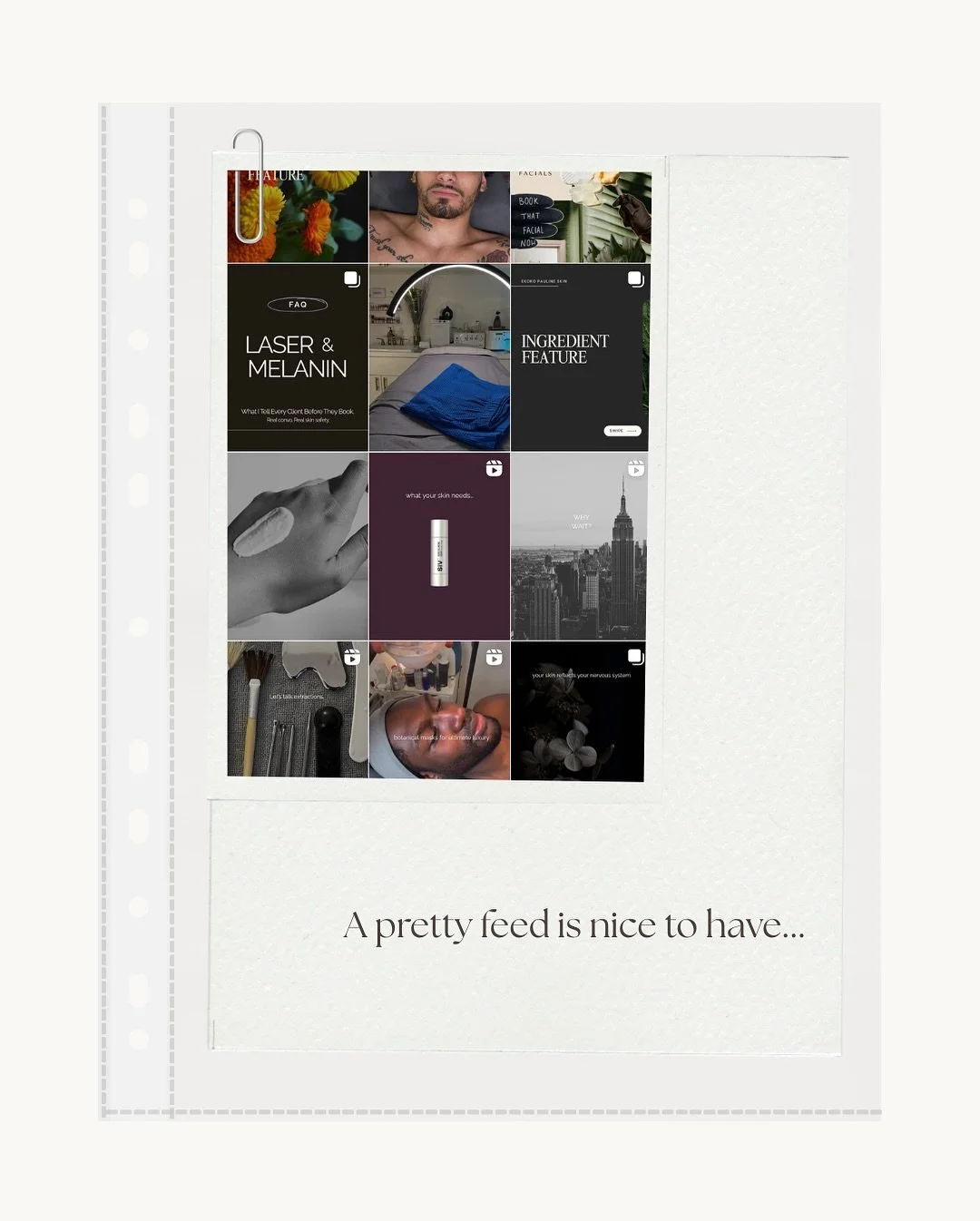 Let&rsquo;s be real&hellip; a pretty feed can get you the like,
but it takes strategy to earn the click, the follow, and the sale.

When I design and manage a client&rsquo;s Instagram, I&rsquo;m not just curating a nice-looking grid. I&rsquo;m buildi