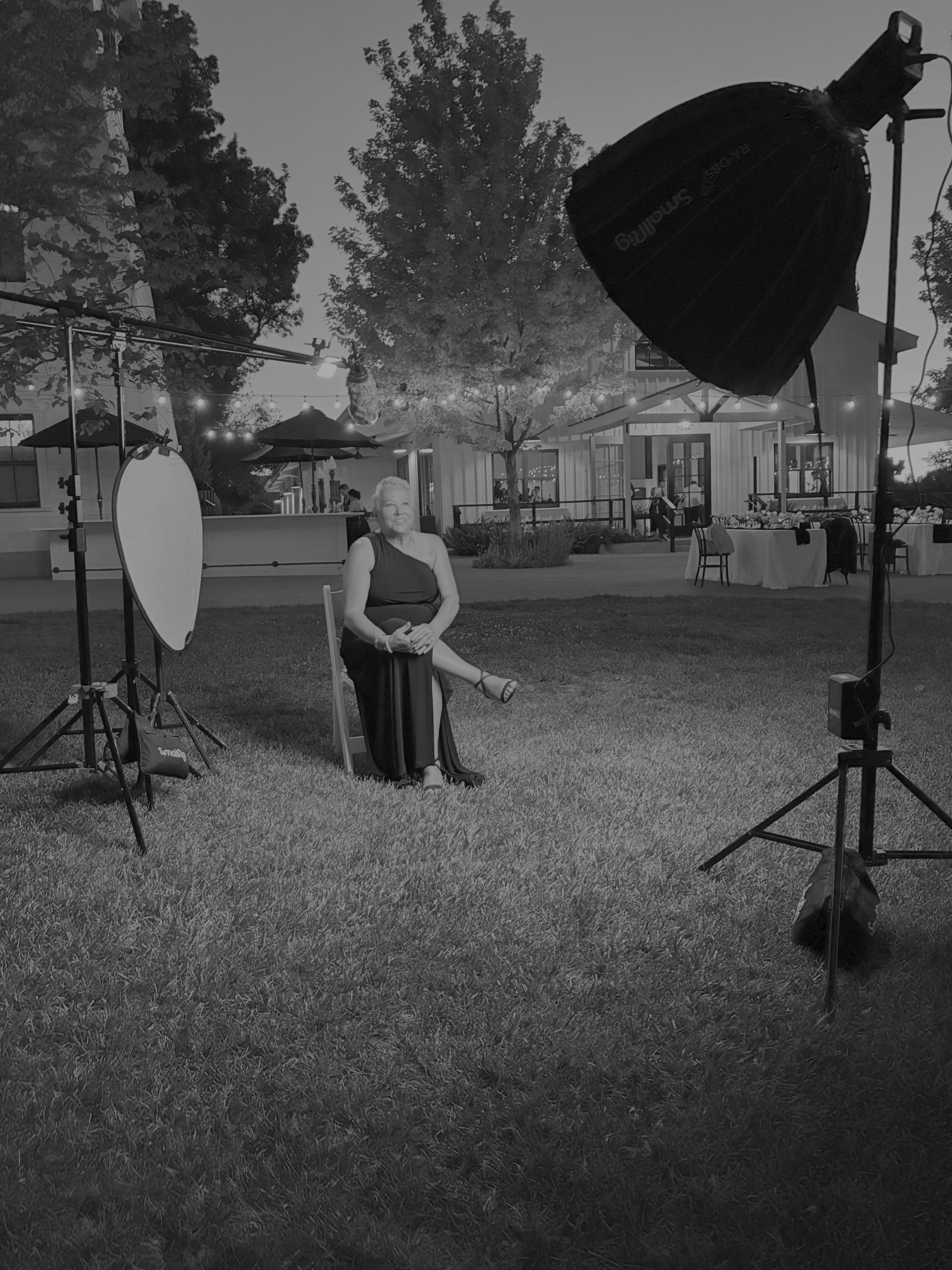 Wedding guest interview setup at outdoor reception - The Spoken Toast filming in Sacramento