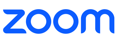 Zoom logo in blue text
