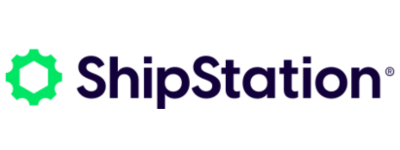 ShipStation logo with a green gear icon and purple text