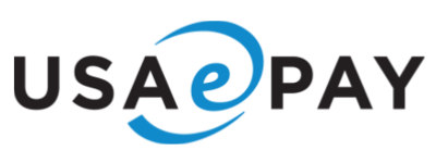 USA PAY logo with black text and a blue spiral design.