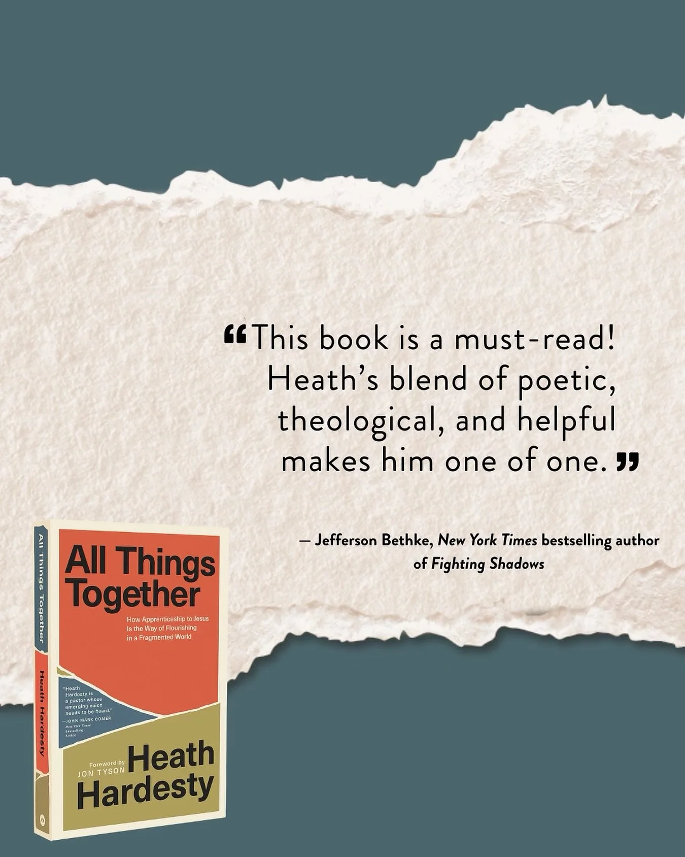Thank you @jeffersonbethke for your wonderful endorsement! I&rsquo;m grateful for your steady encouragement along the way.⁣⁣
⁣⁣
&ldquo;𝘛𝘩𝘪𝘴 𝘣𝘰𝘰𝘬 𝘪𝘴 𝘢 𝘮𝘶𝘴𝘵-𝘳𝘦𝘢𝘥! 𝘏𝘦𝘢𝘵𝘩&rsquo;𝘴 𝘣𝘭𝘦𝘯𝘥 𝘰𝘧 𝘱𝘰𝘦𝘵𝘪𝘤, 𝘵𝘩𝘦𝘰𝘭𝘰𝘨𝘪𝘤𝘢
