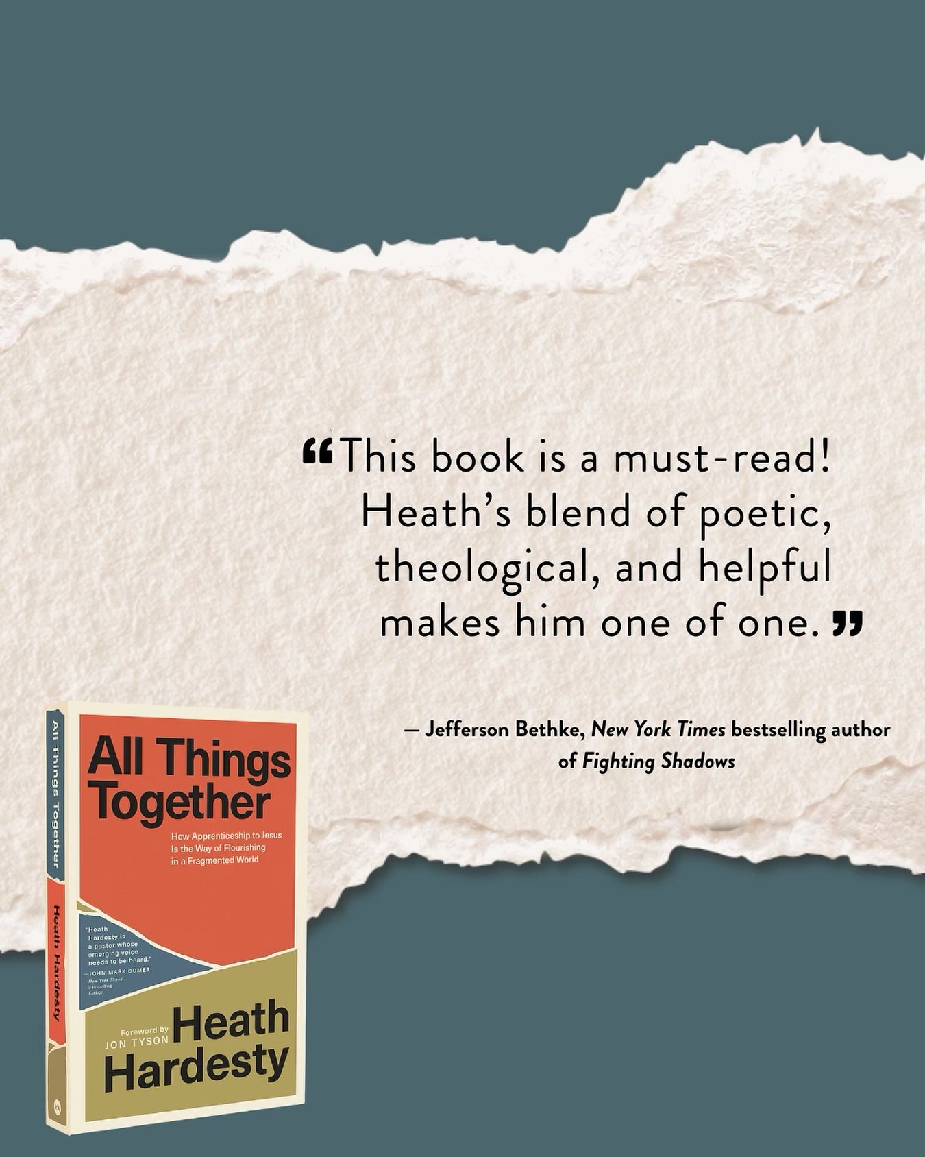Thank you @jeffersonbethke for your wonderful endorsement! I&rsquo;m grateful for your steady encouragement along the way.⁣⁣
⁣⁣
&ldquo;𝘛𝘩𝘪𝘴 𝘣𝘰𝘰𝘬 𝘪𝘴 𝘢 𝘮𝘶𝘴𝘵-𝘳𝘦𝘢𝘥! 𝘏𝘦𝘢𝘵𝘩&rsquo;𝘴 𝘣𝘭𝘦𝘯𝘥 𝘰𝘧 𝘱𝘰𝘦𝘵𝘪𝘤, 𝘵𝘩𝘦𝘰𝘭𝘰𝘨𝘪𝘤𝘢