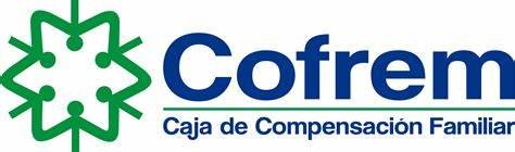 Logo of Cofrem, Caja de Compensación Familiar, featuring a green abstract geometric symbol next to the text.